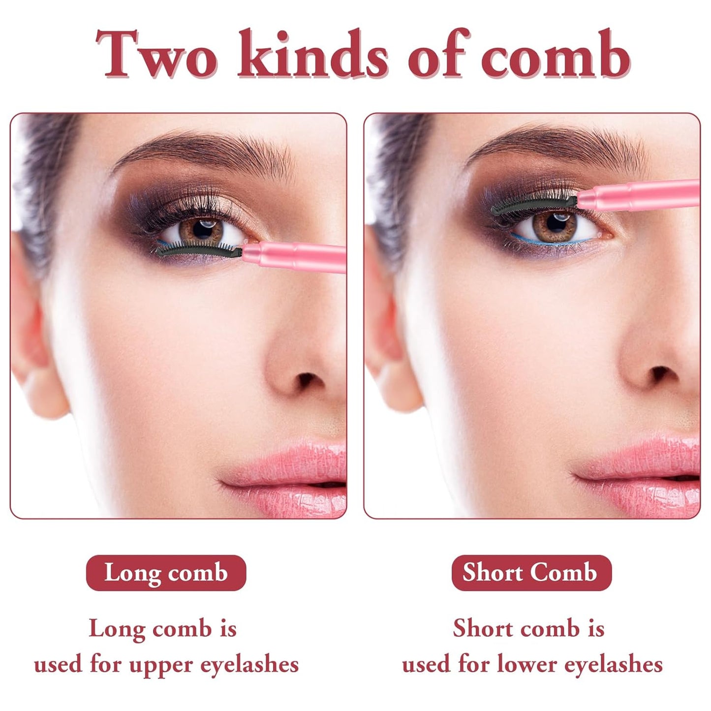 3 Pcs Silicone Lash Definer with Dust Lid Eyelash Comb Mascara Separator Brow Grooming Brush (Pink)