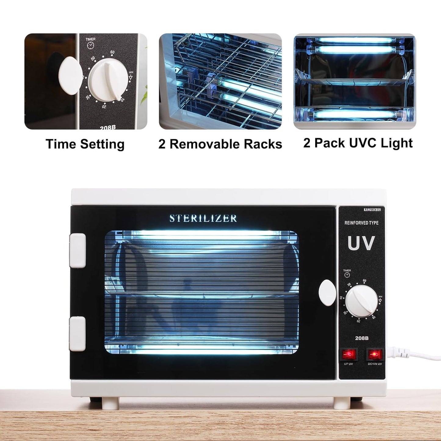 [𝟮 𝗨𝗹𝘁𝗿𝗮𝘃𝗶𝗼𝗹𝗲𝘁 𝗟𝗶𝗴𝗵𝘁𝘀] 12L Extra-Large Box UV Light Nail Tool Cleaning Machine, Dual UVC Lamps System Cabinet with Timer Setting for Salon, Spa, Beauty and Barber