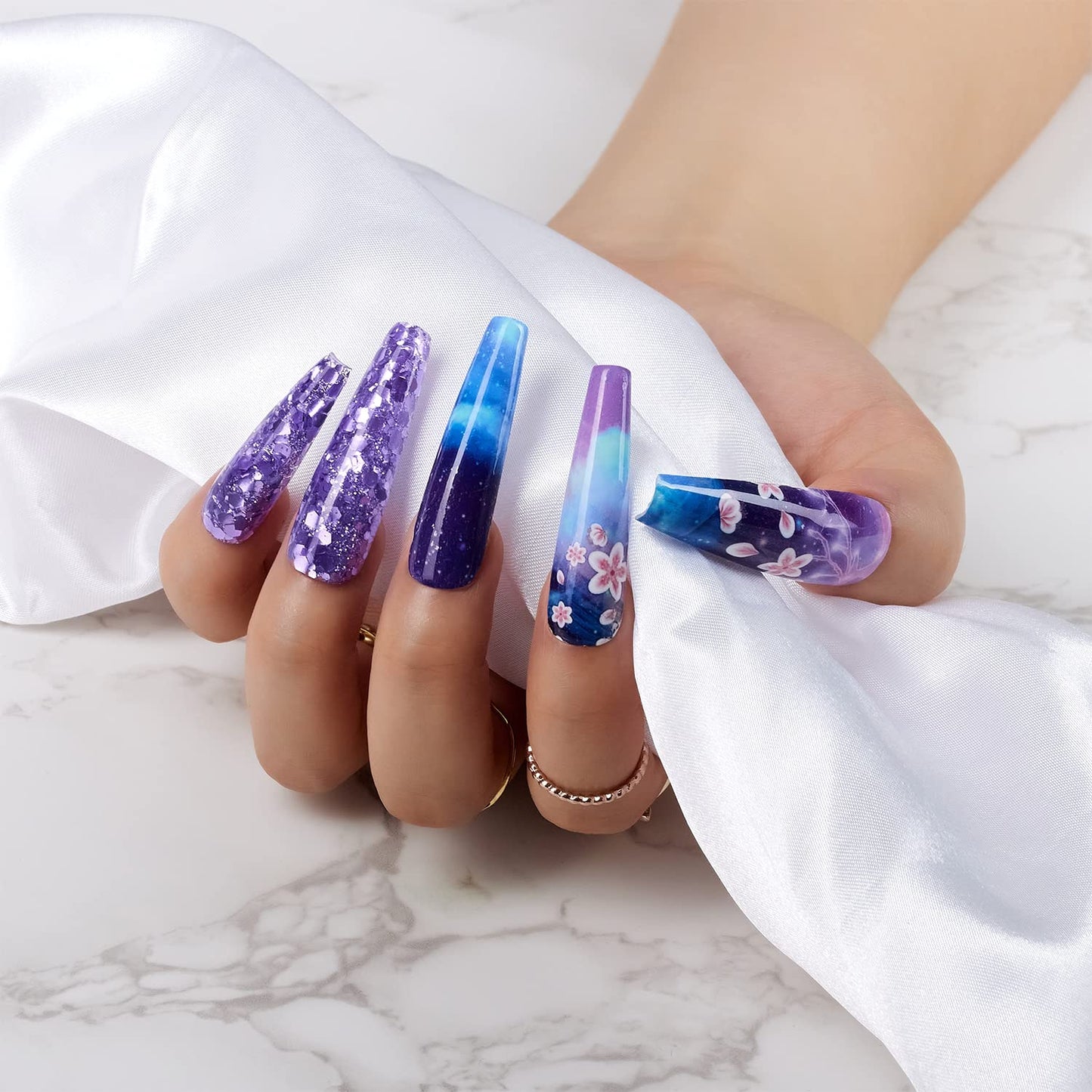 Makartt Nail Foil Sheets, 10 Rolls Transfer Nails Stickers with Starry Sky Flower Butterfly Art Designs, Adhesive Decals Supplies - 4x100cm