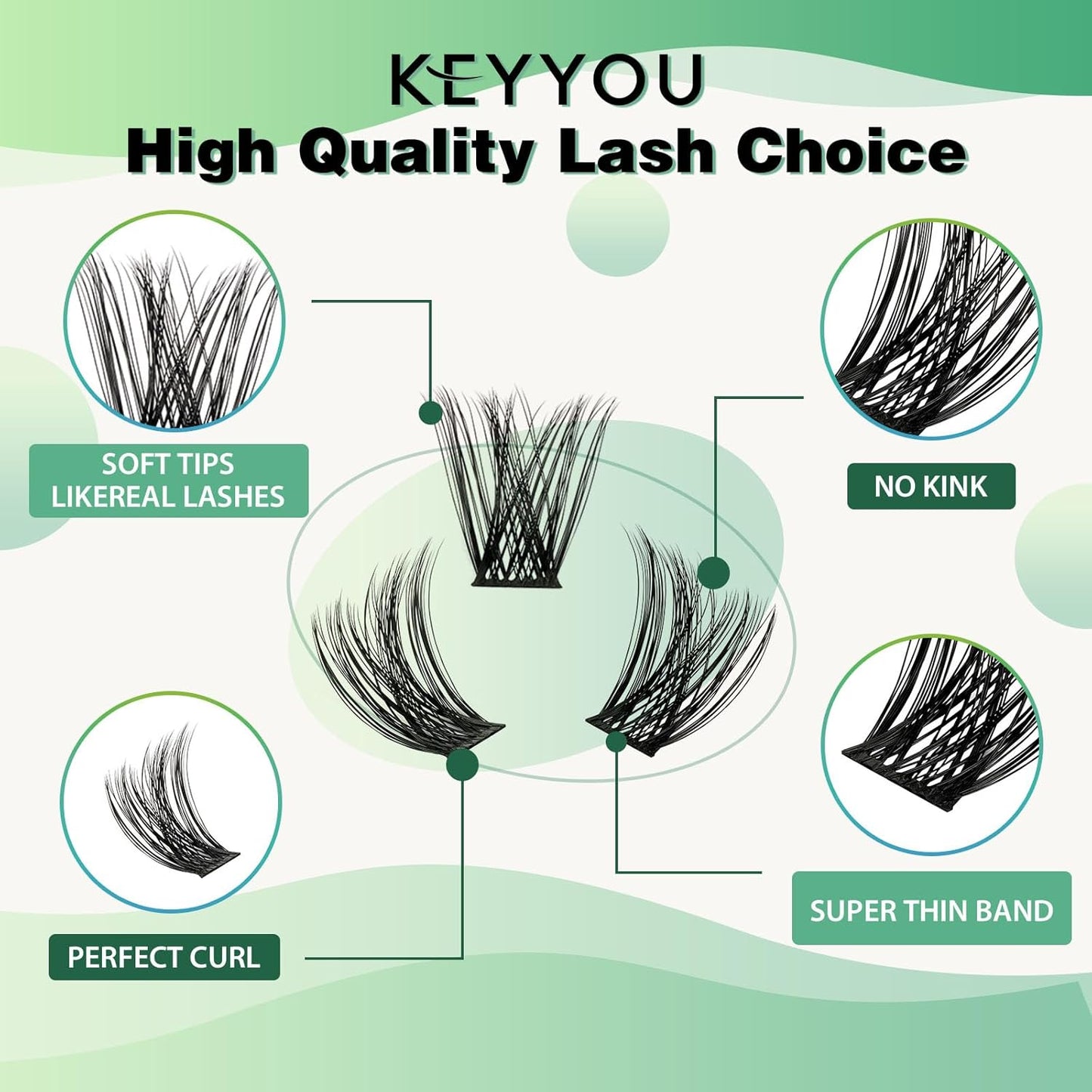 Lash Clusters 96pcs Individual Lashes Y01 D Curl 8-12MIX Cluster Lashes KEYYOU Volume Wispy Lash Extension Soft&Comfortable Easy DIY at Home(Y01,D-8-12MIX)