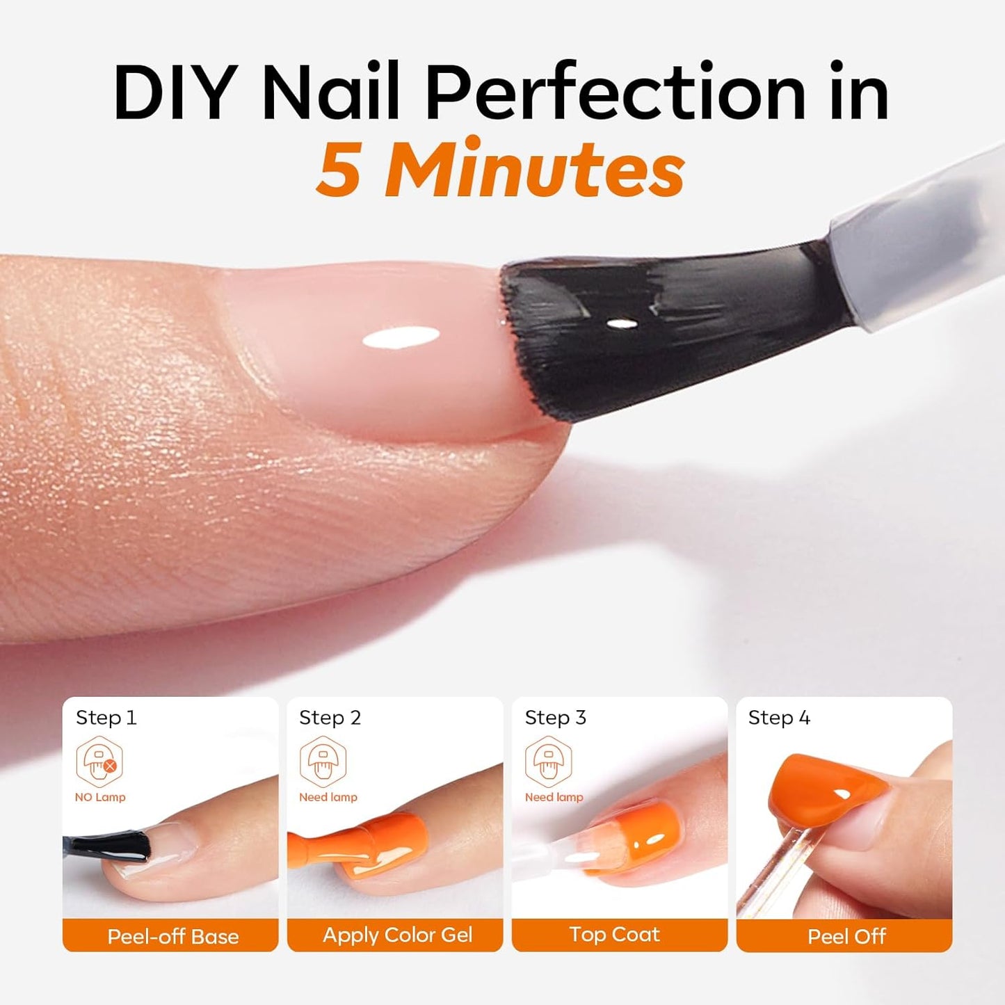 Modelones Gel Top Coat and Peel Off Base Coat Set, 2 Pcs No Wipe Clear Top Gel Nail Polish and Peelable Practice Base Easy Removal, Nail Art Manicure DIY Gift for Weak Thin Nails Beginner Women 10ml