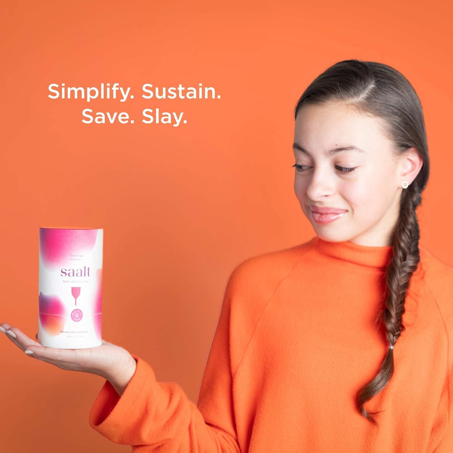 Saalt Teen Menstrual Cup – Reusable Period Cup – Made for Comfortable, Leak-Free Protection Up to 12 Hours – BPA & Latex Free - Wild Rose