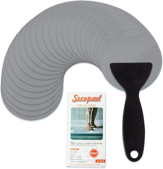 Bathtub Stickers Non-Slip, 12PCS Safety Shower Treads Adhesive Appliques with Premium Scraper (Grey)