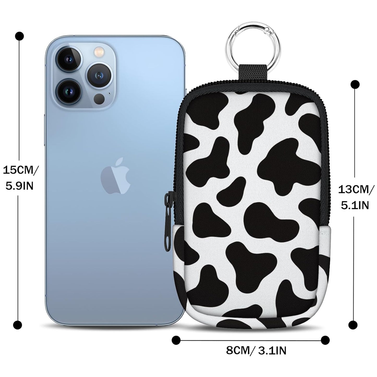 Cow Print Hand Sanitizer Spray Case, Hand Sanitizer Holder Zippered Pouch, Cute Fashion Accessory with Snap Hook for Glow Mist and Power Mist 1FL OZ