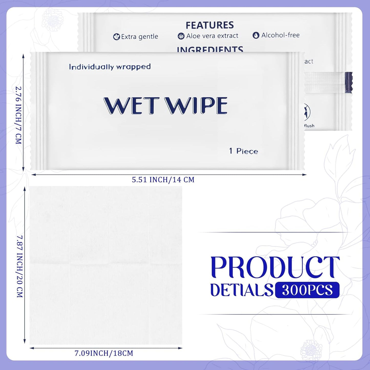 Timgle 300 Pack Individually Wrapped Wet Wipes Bulk Travel Size Unscented Hand Wipes Packets, Wet Napkins Clean Hands Quickly for Travel Homeless Restaurant Barbecue Wedding(White)