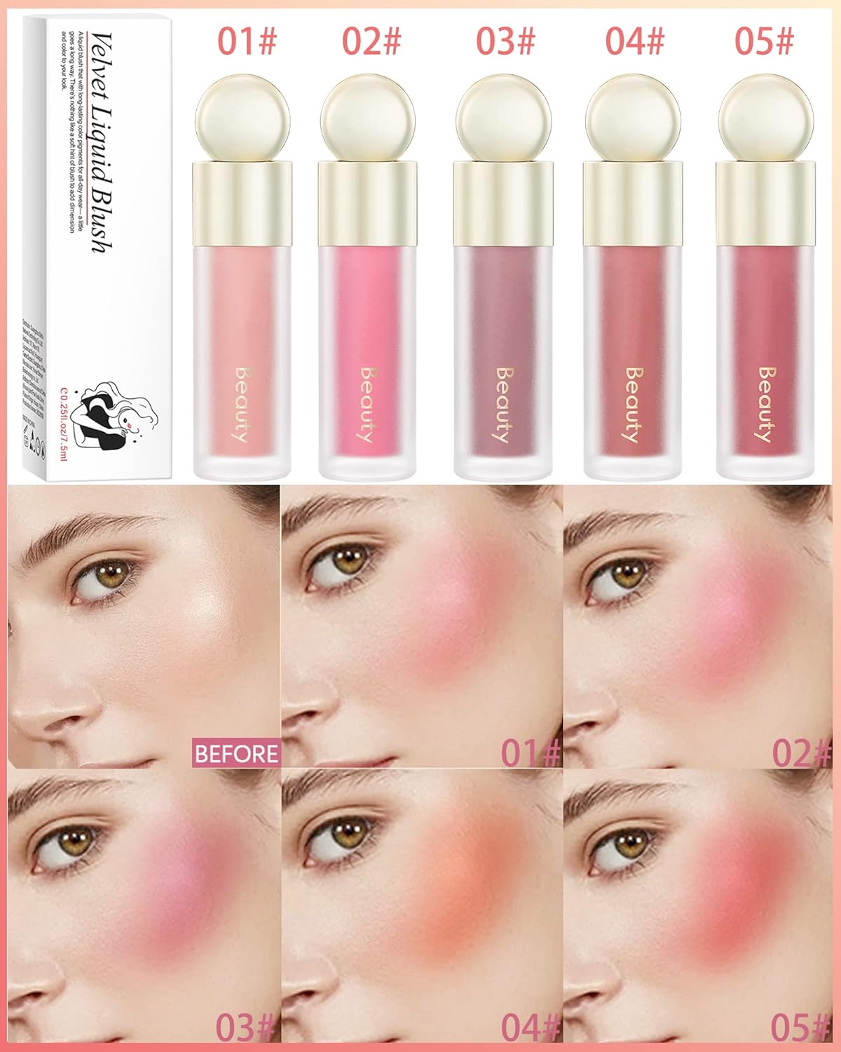 Velvet Liquid Blush Wand, Creme Blush Makeup Stick,Blush Beauty Makeup Dual Use for Cheeks & Lips, Long-Wearing,Dewy Finish,Skin Tint Blush, Contour Blush Wand,Thanksigiving Gift for Women-01