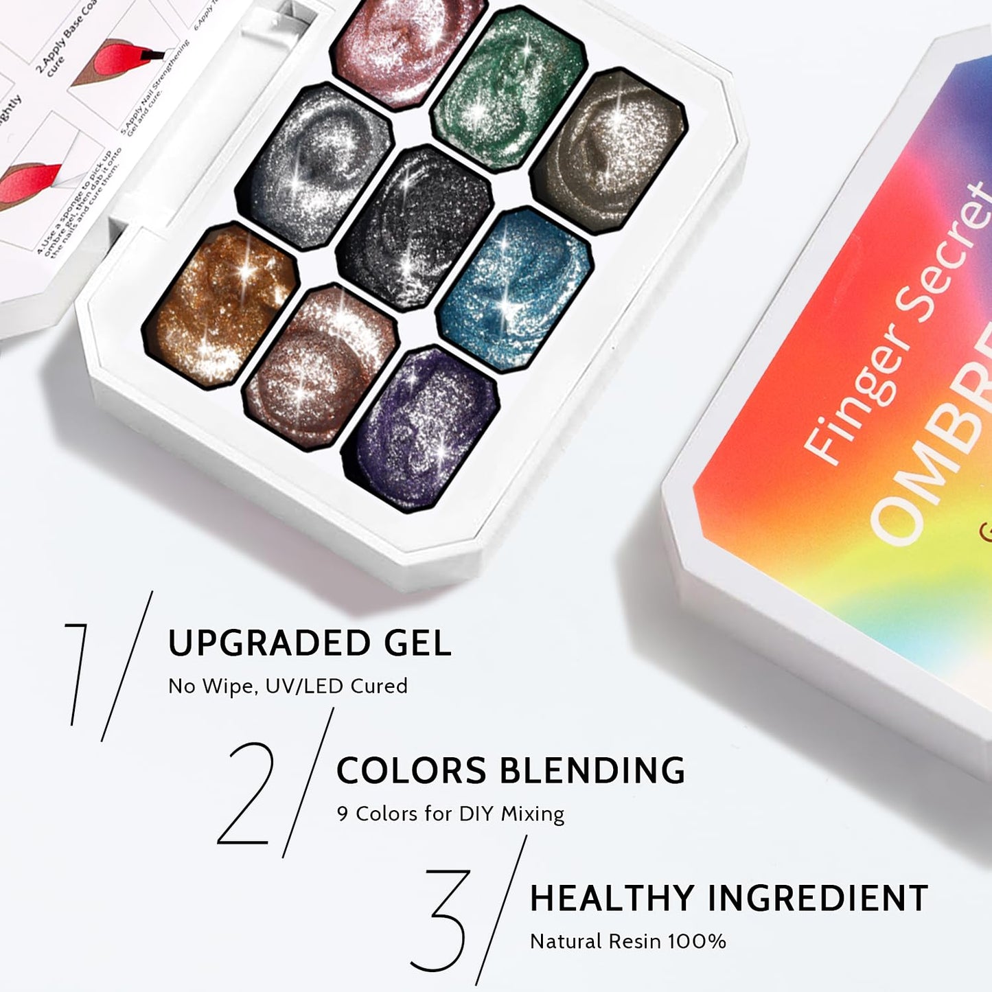 Sponge Pat Paint Nail Gel, 9 Colors Ombre Nails Gradient Gel Nail Blush Blooming Aura Nails Drawing Stripper Floral Painting Nail Art, No Wipe, UV/LED Curing (9 Colors K)