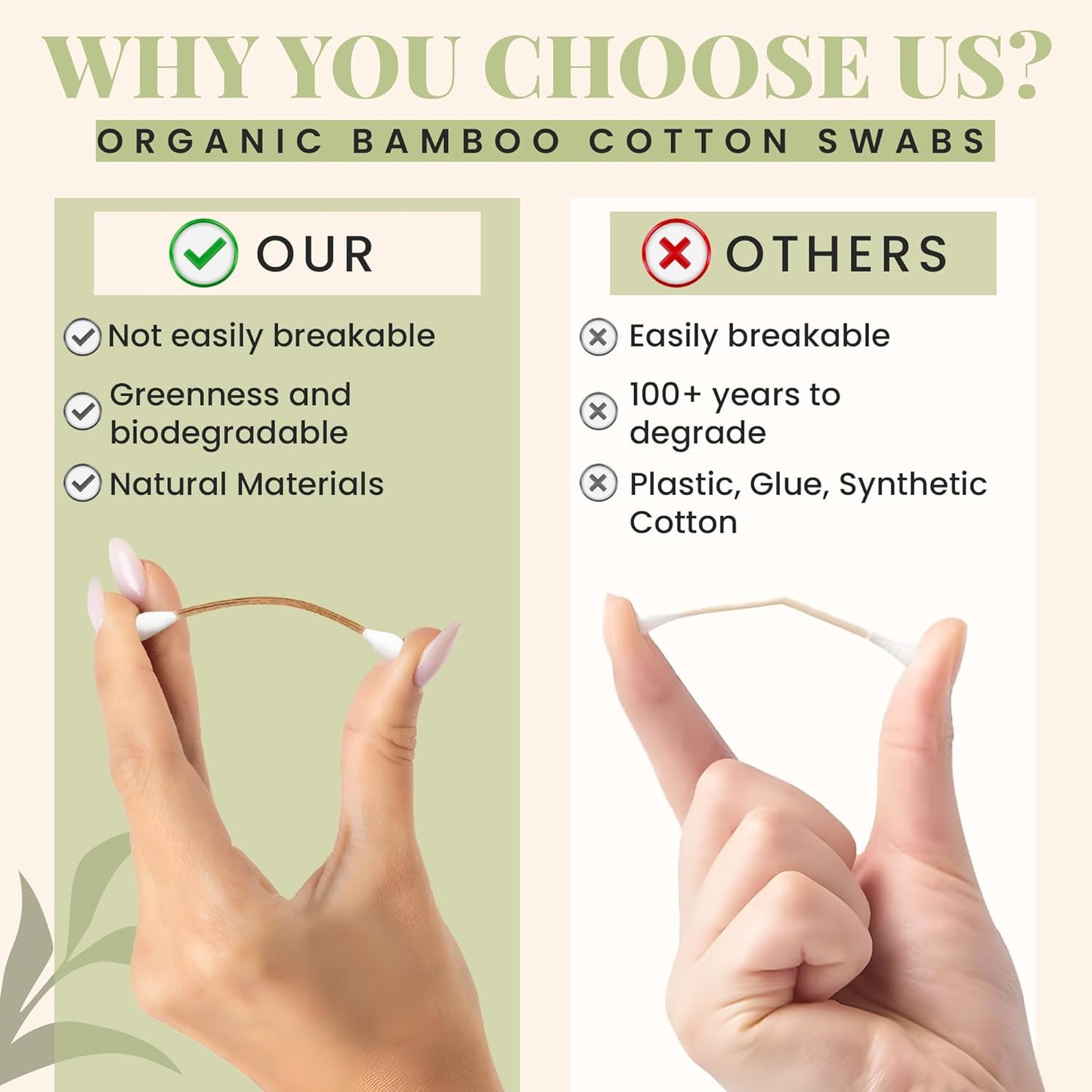 Bamboo Cotton Swabs 500 Pack - Natural Swabs for Ears, Makeup & Cleaning - Carbonized Bamboo Sticks with Soft Buds - Travel Size Q Gentle Tips - Precision Ear Cleaner Swabs - Drawer Box