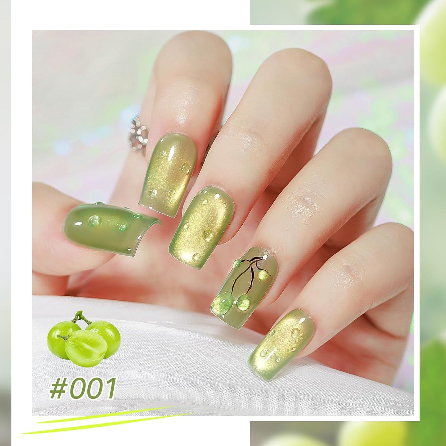 MIZHSE Cat Eye Gel Nail Polish, Fruit Colors Magnetic Gel Polish Set with Magnet, Neon Cateye Effect Green Purple Yellow Soak Off Nail Art Manicure Home Gift for Ladies