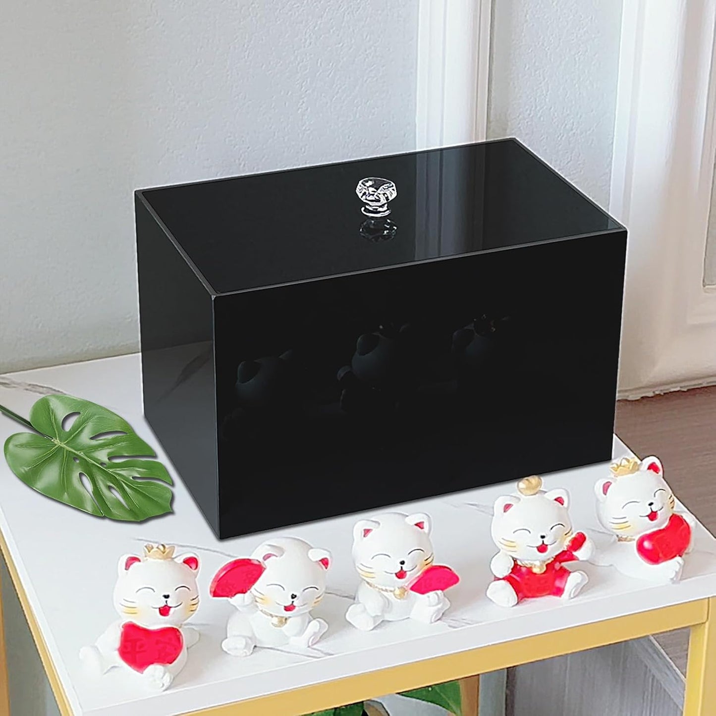 Tampon Box for Bathroom, Tampons and Pads Storage Holder, Women Period Organizer Container, Black