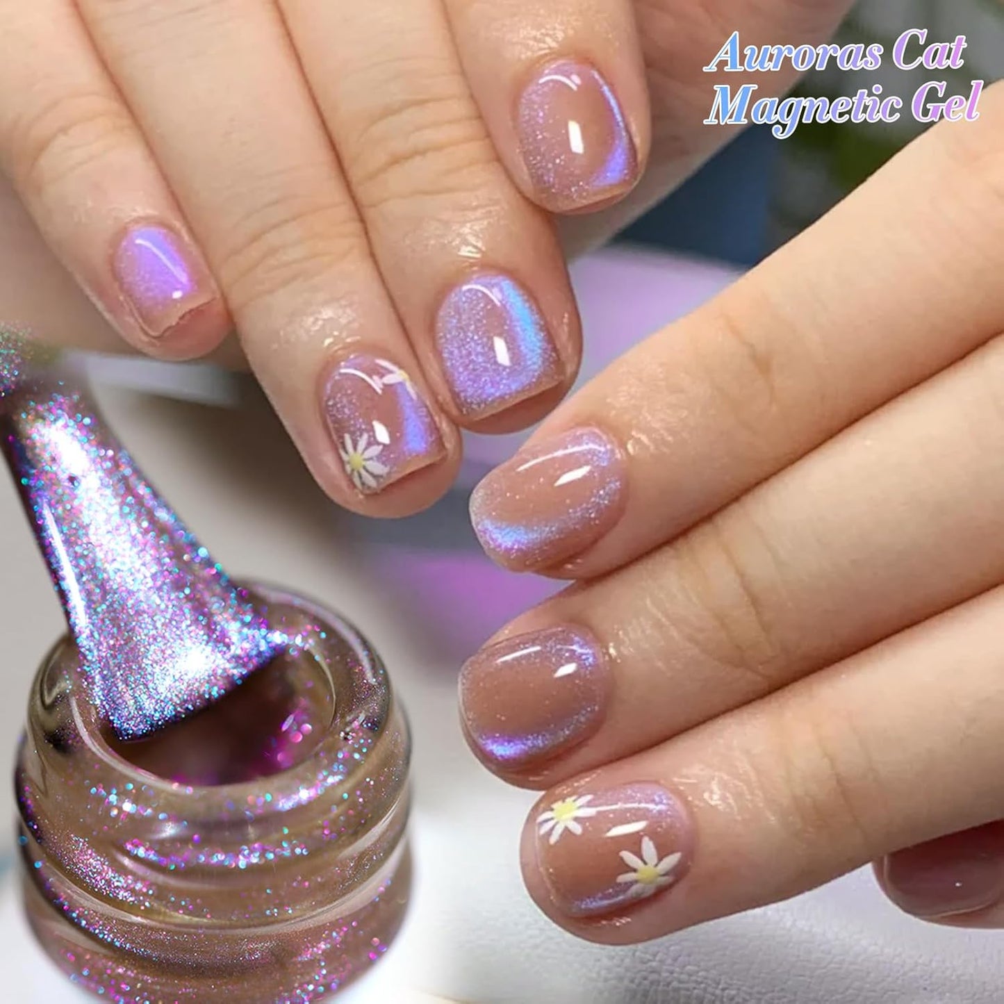 Born Pretty Purple Auroras Cat Magnetic Eye Gel, Fall Winter Mermaid Shiny Effect Soak Off Nail Art Salon Manicure Home Gift 15ml