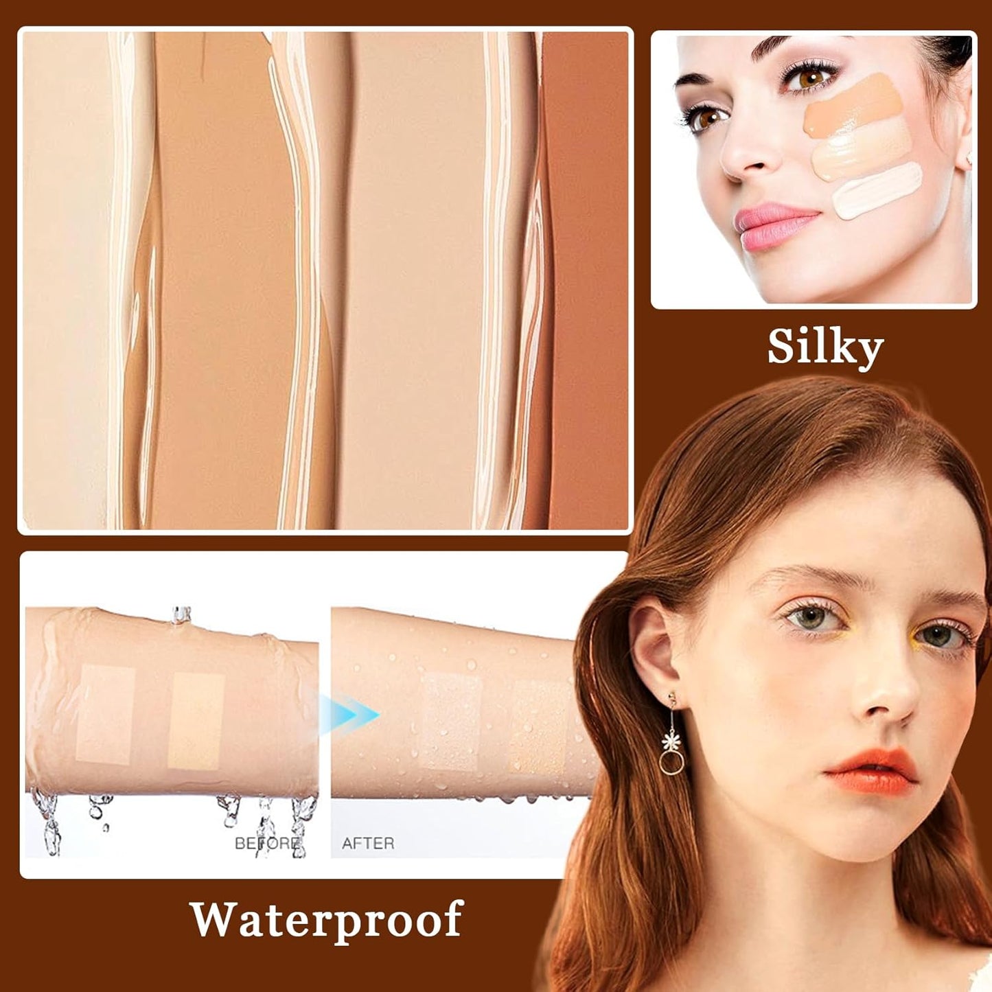 15 Color Contour Palette,Waterproof Long Lasting Facial Correcting Concealer Palettes,Cream Foundation Makeup Palettes with Brushes,Color Correcting Palettes for Women (3 Pack)