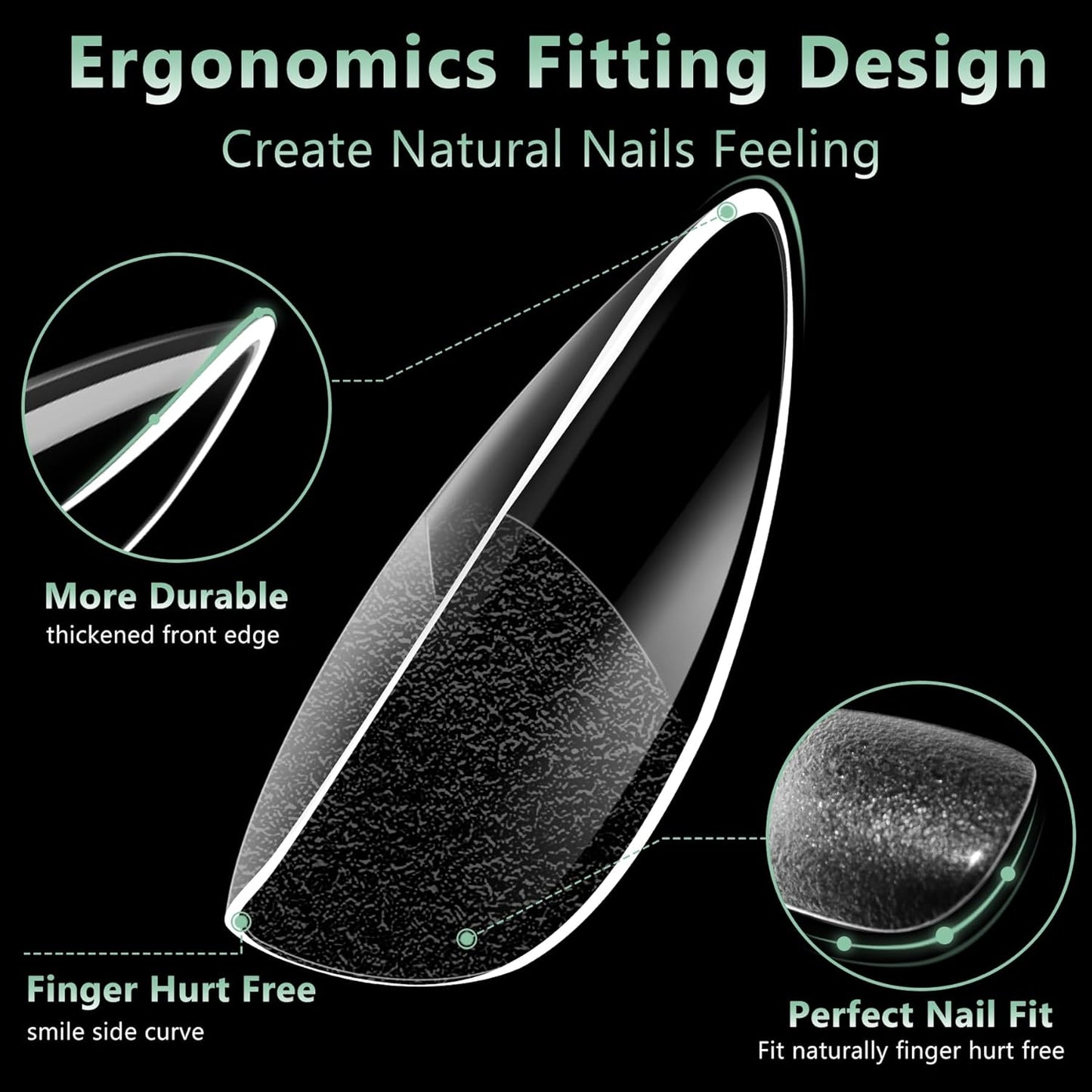 Medium Almond Nail Tips, 216pcs Acrylic Fake Nails Gel Nail Tips Soft, Full Cover Pre-Shaped Matte Clear Press on Nails for Extension, Diy at Home Manicure 12 Sizes