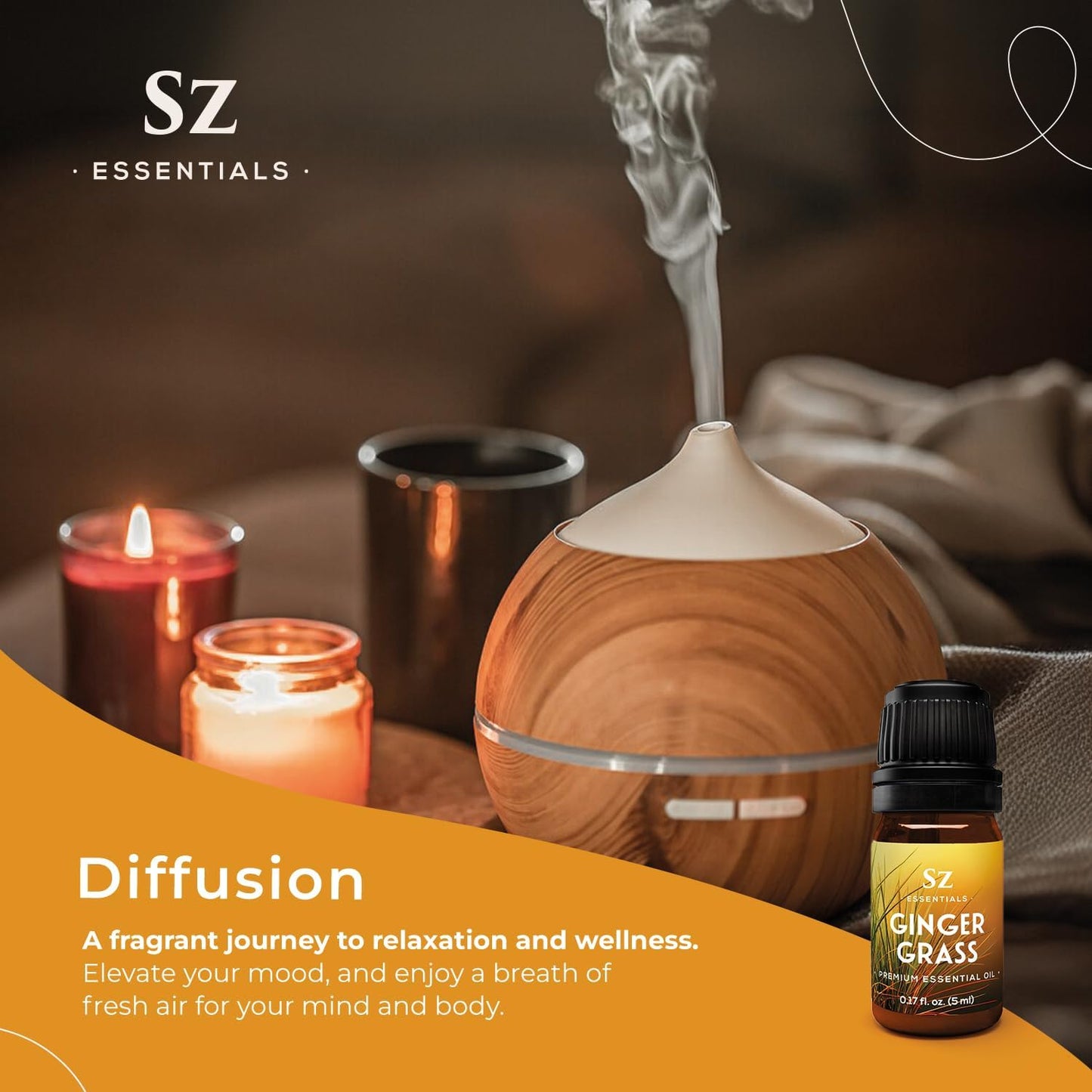 – Ginger Grass Essential Oil – 100% Pure & Undiluted (Cymbopogon martinii VAR. Sofia)– Fresh Citrusy Earthy Aroma – Aromatherapy, Perfumery, Skin Care – Therapeutic Grade - 1/6 oz. 5 mL