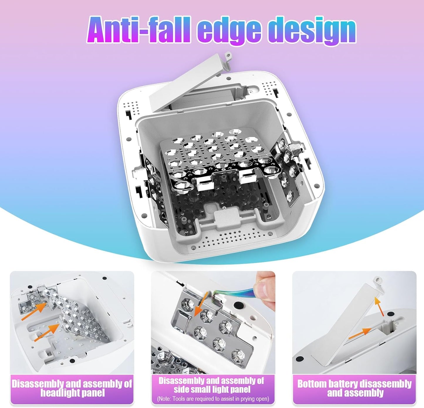 Interchangeable Light Panel & Battery - Cordless Rechargeable 72W UV LED Nail Lamp with Metallic Reflector & Base, Professional Salon-Grade Wireless Gel Nail Dryer Fast Curing Light (White)