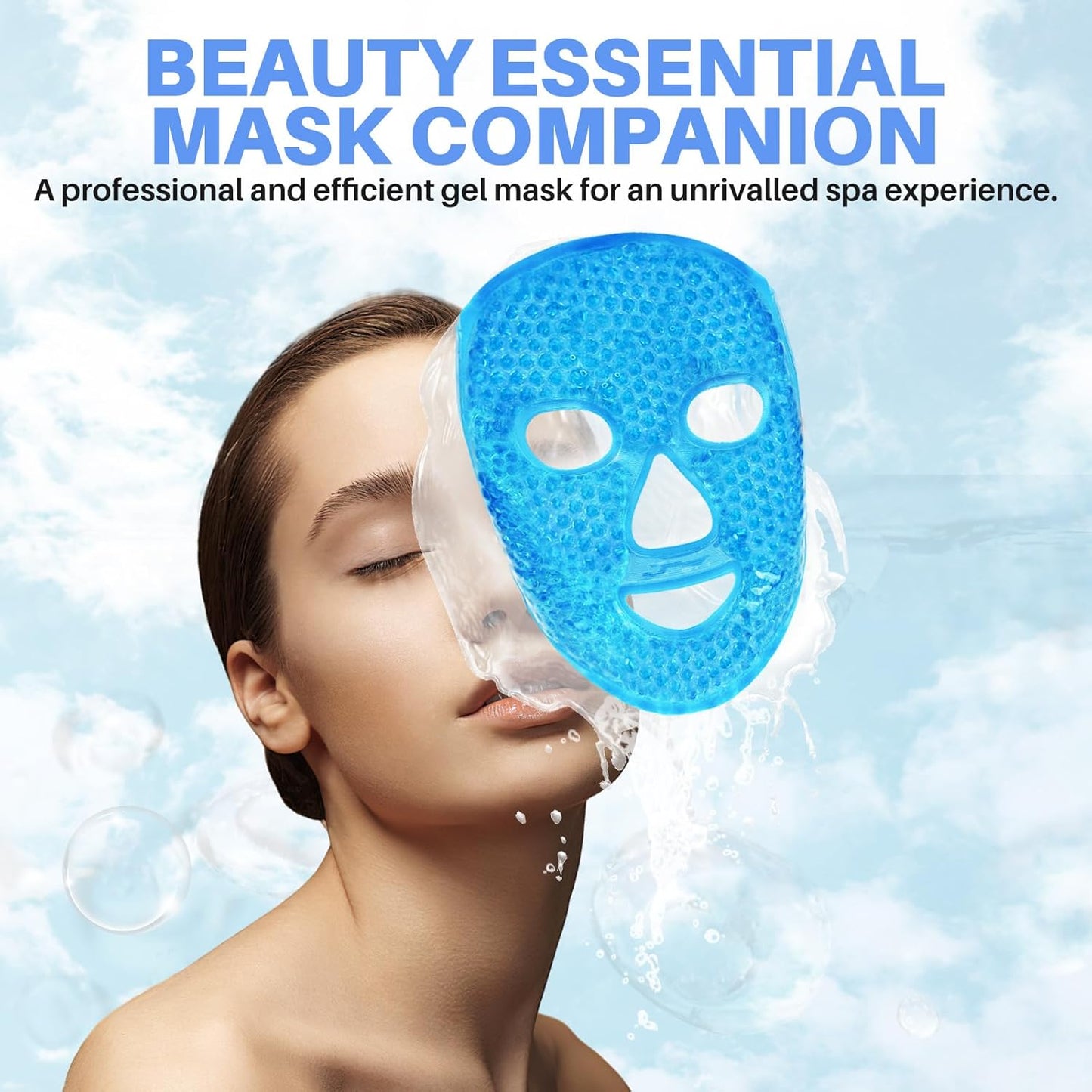 Ice Pack Cold Face, Eye Masks Reduce Face Puff, Dark Circles, Reusable Cold Hot Gel Face Eye Mask, Suitable for Women Facial SPA, Ice Face Mask for Sleeping, Headaches (Blue Updated)