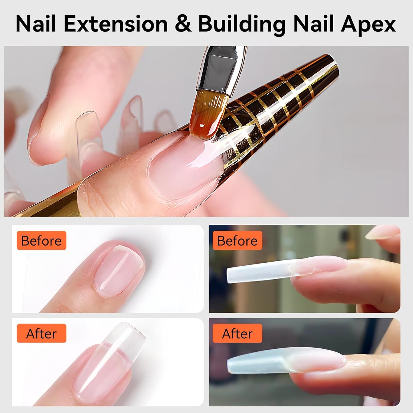 Makartt Clear Gel Builder: Nail Extension, Strong, Self-Levelling, Long Lasting for Strengthener Sculpture Broken Nails Repair Protection, UV LED Lamp Cure Required, Home Salon DIY Manicure 1.06 oz