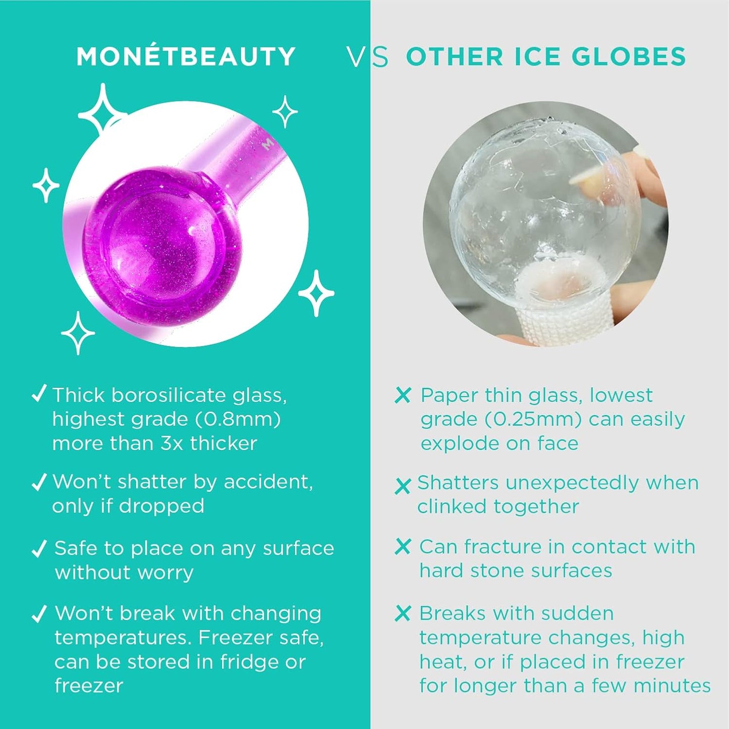 Ice Globes for Face, Freezer Safe and Highly Effective Facial Globes for Daily Beauty Routines, Face Roller to Tighten Skin, Reduce Puffiness, Enhance Circulation and Complexion (Purple)