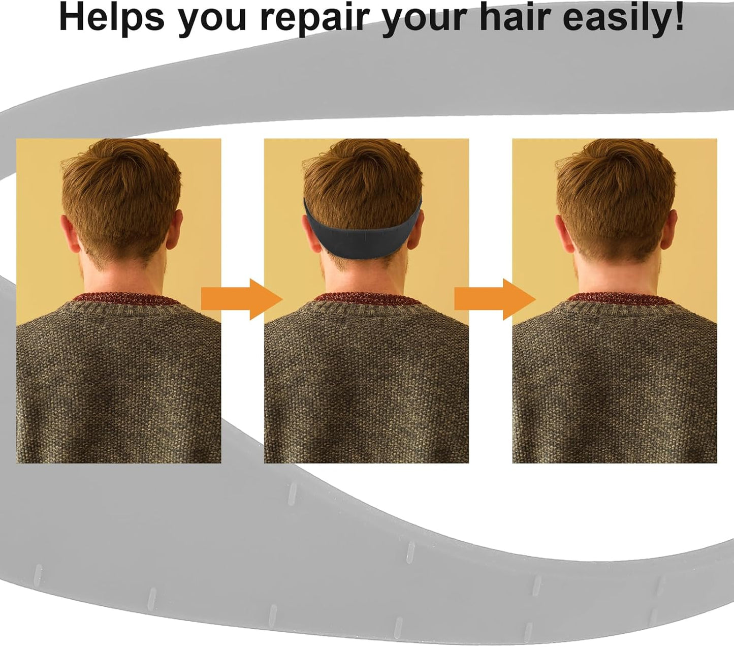 Neckline Shaving Template and Hair Trimming Guide (Black), Silicone Curved Haircut Band for DIY Haircutting Creating Clean Straight Neck Hairline, Fade and Taper Guide for Hair Clippers