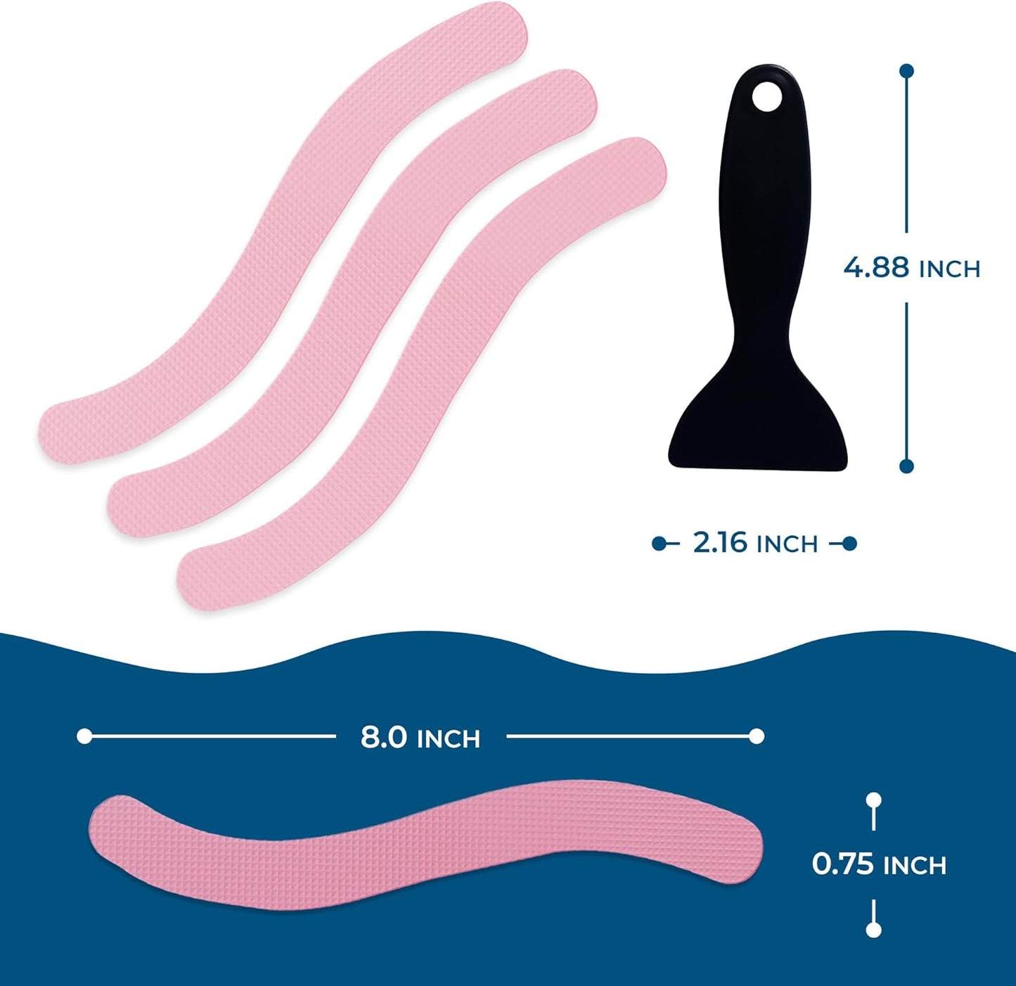 Homergy Anti Slip Shower Stickers 24 PCS, Pink Non-Slip Shower Strips for Adults, Premium Adhesive Bath Tub Stickers