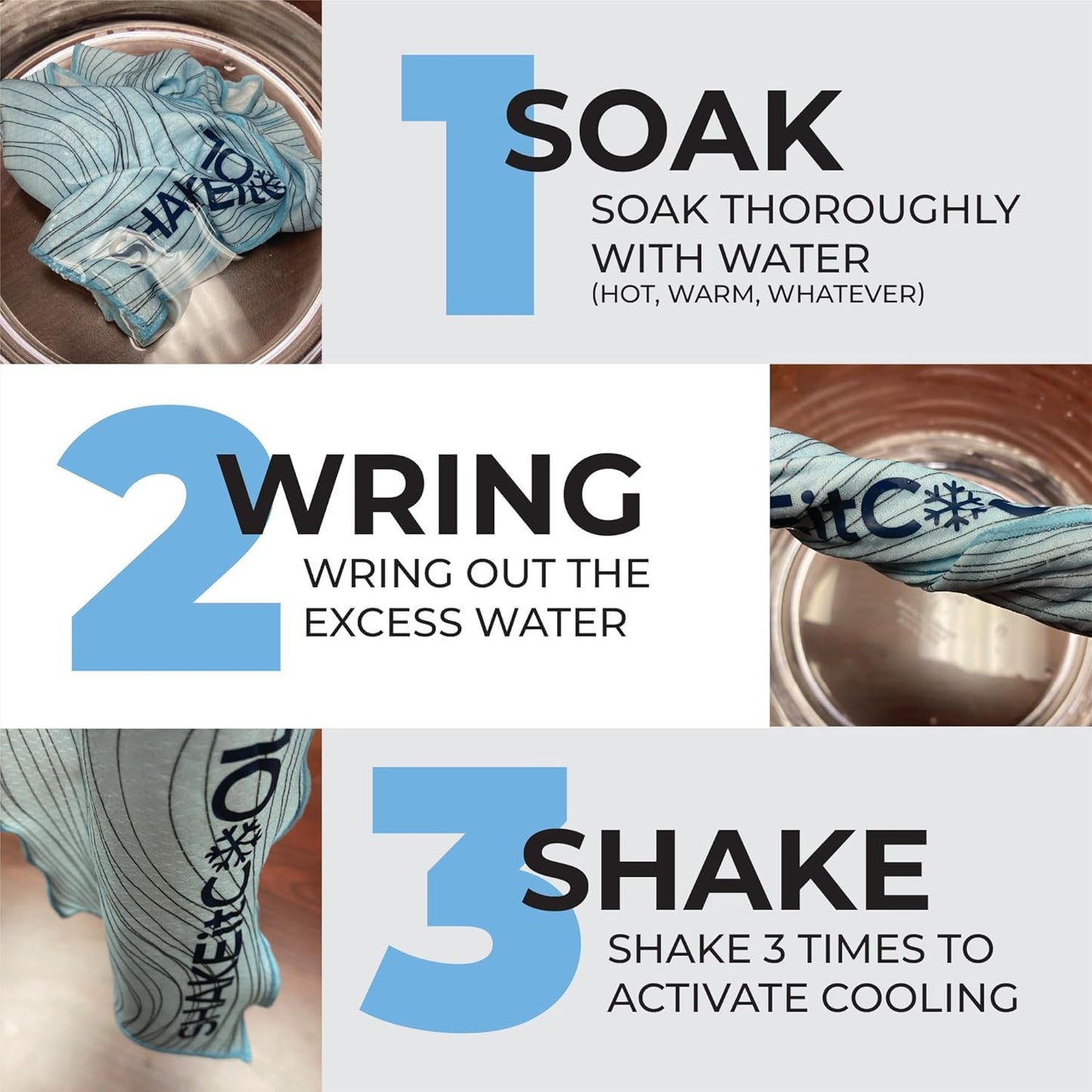 SHAKEitCOOL Original Cooling Towel – Soft, Lightweight, Heat Relief – Perfect for Biking, Running, Yoga, Gym, Gardening – Volleyball