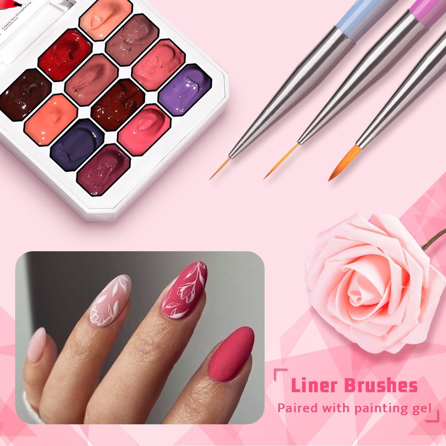 Sponge Pat Paint Nail Gel, Ombre Nails Gradient Gel Nail Blush Blooming Aura Nails Drawing Stripper Floral Painting DIY Nail Art, No Wipe, UV/LED Curing (12 Colors N)