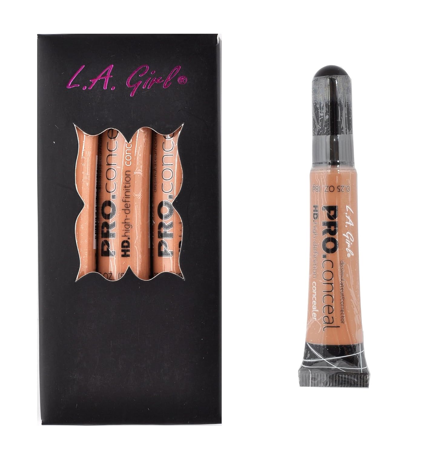 L.A. Girl 3 pcs Pro Coneal HD. High Definiton Concealer 0.25 OZ GC979 Almond