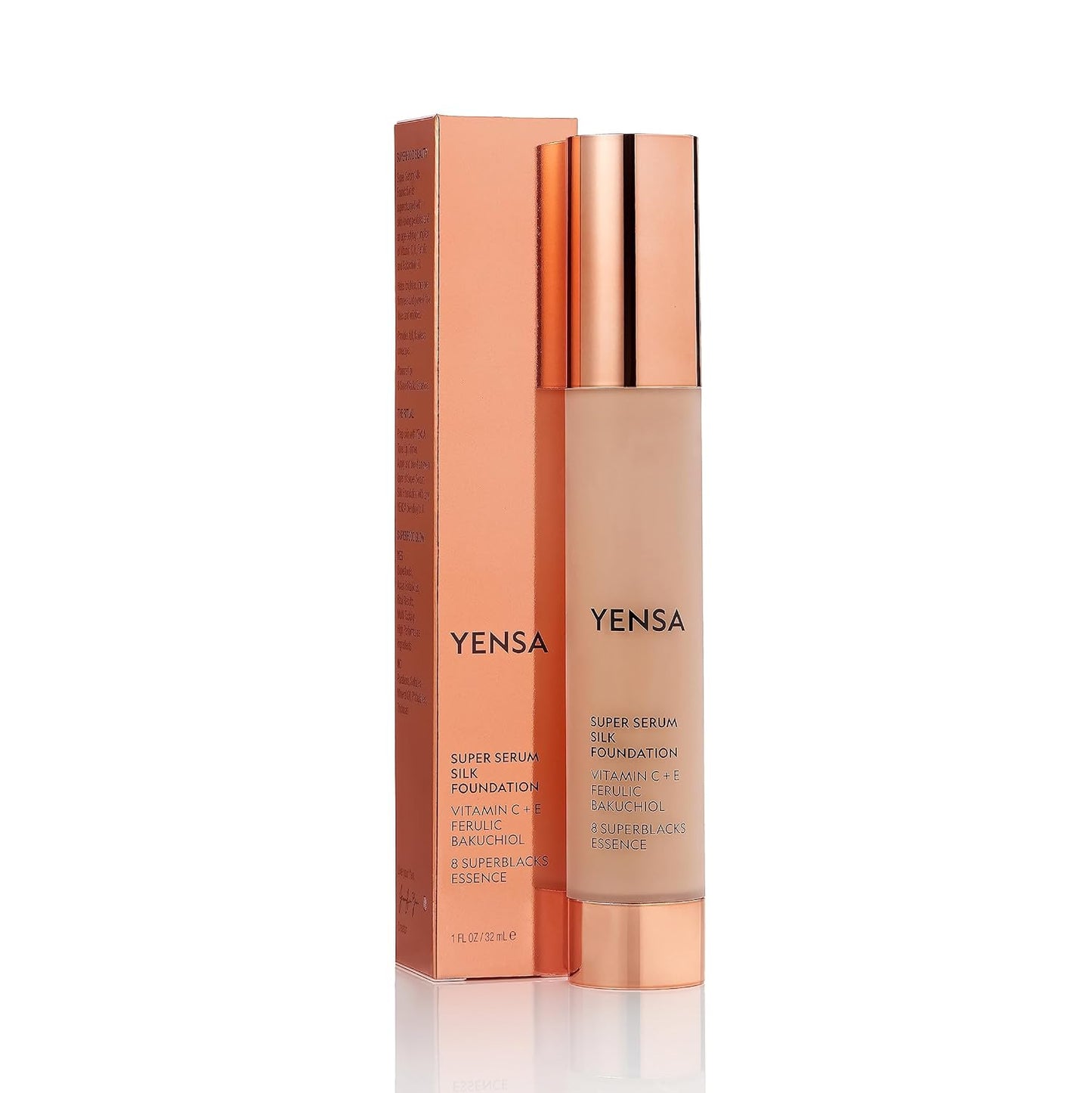 YENSA Super Silk Foundation - Full Coverage, Age-defying complex of Vitamin C, E, Ferulic, and Bakuchiol Oil (Light 2) 1.0 fl oz