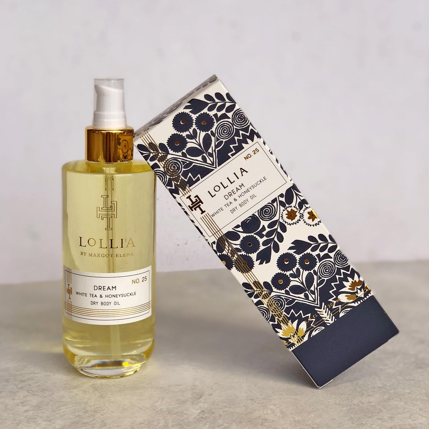 LOLLIA Dream Dry Body Oil, 6.8 Fl. Oz. – White Tea & Honeysuckle – Women’s, Scented, Moisturizing, Dry Body Oil for Women, For All Skin Types