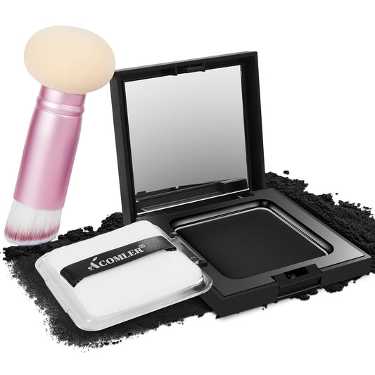 Acomler Root Touch Up Hair Color, Instant Root Cover Up, Black Hairline Powder, Gray Hair Cover Up Hair Fibers for Thinning, Hair Powder for Women Men Includes Makeup Brush (Black, 0.42oz)