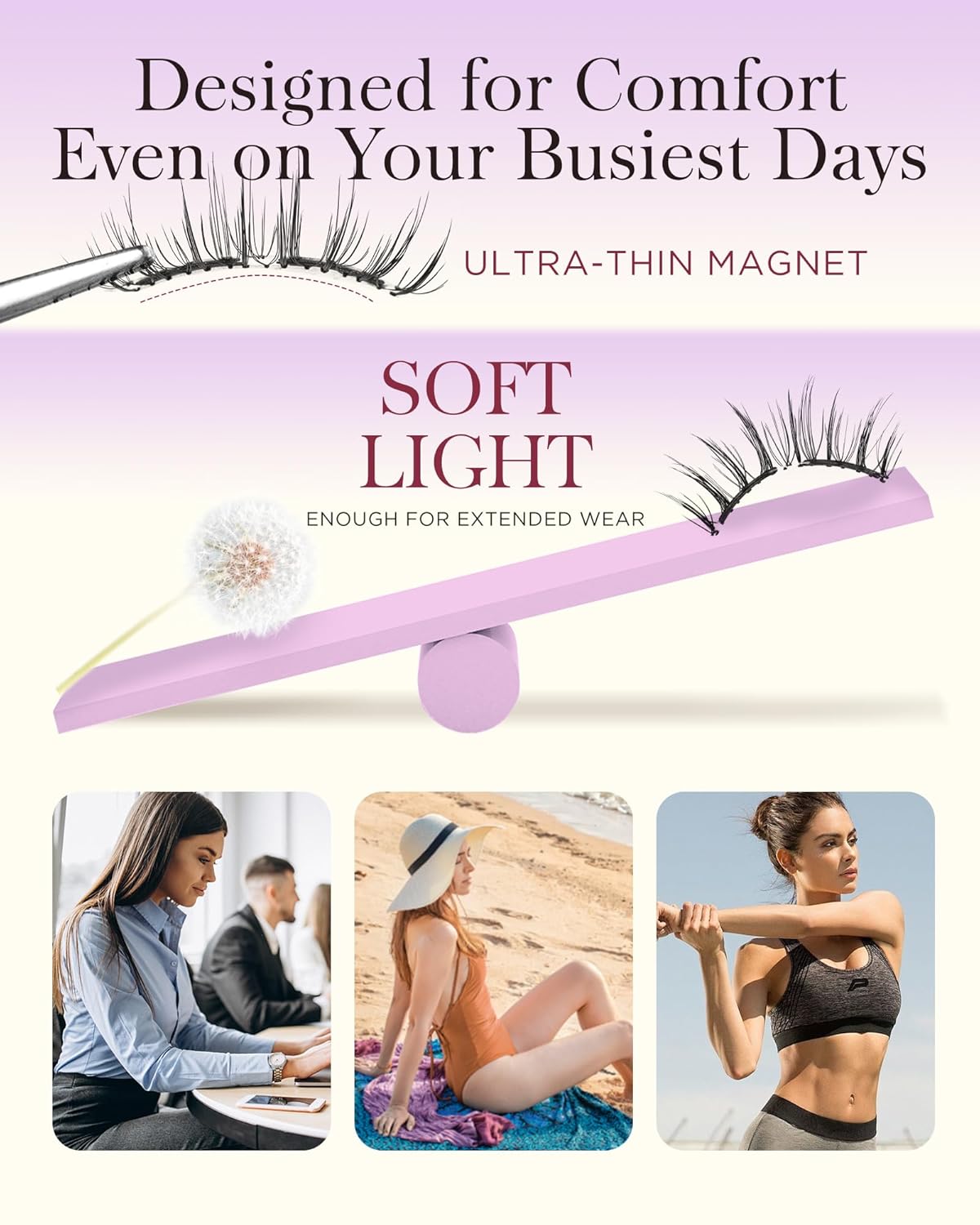 BEYELIAN Magnetic Eyelashes with Applicator, Soft Magnetic Lashes Natural Look Comfortable & Secure Fit Easy to Apply Reusable (1 Pairs, CS03)