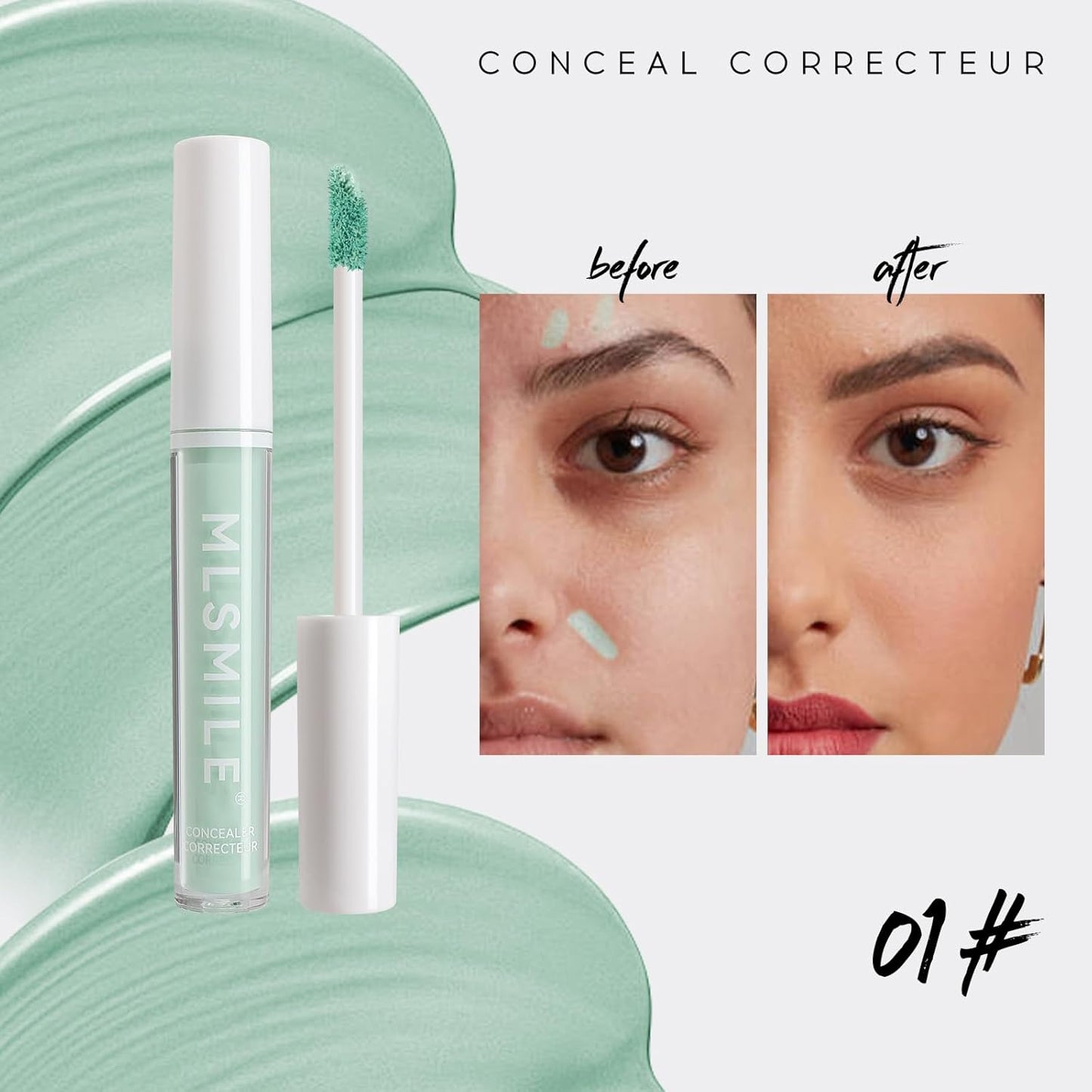 Green Color Correcting for Redness, Mint Instant HD Studio Skin Flawless Liquid Contour, Tone Neutralizing before Foundation, Minimize Redness, Waterproof Concealer for All Skin Types, 01
