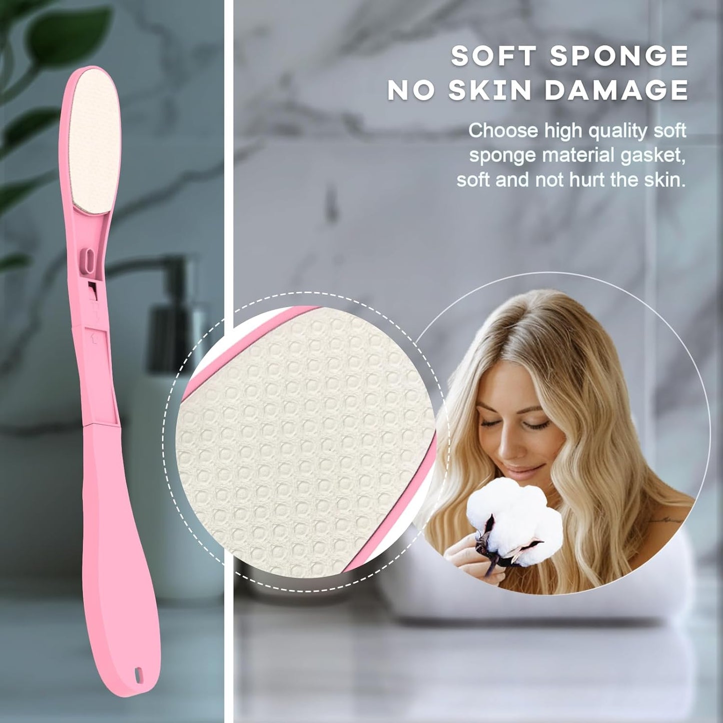 SFFTCYY&ZGTJ Lotion applicator for Back self,Back Scratcher,Back Lotion applicator for Women,Tanning mitt,Gifts for Seniors,Back Washer,Lotion Back applicator,Foldable,Portable,applicator Pads,Pink