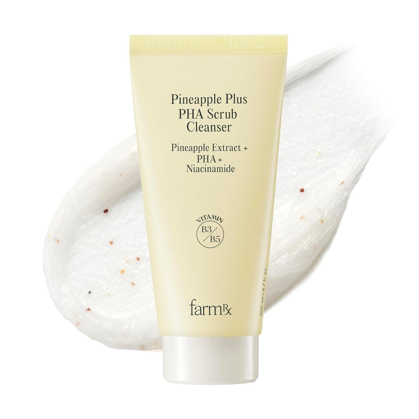 Farm Rx Pineapple Plus PHA Scrub Cleanser (6.7fl oz) - Gently Exfoliating Face Wash for Smooth, Bright Skin. Korean Skin Care. PHA, Niacinamide, Panthenol.