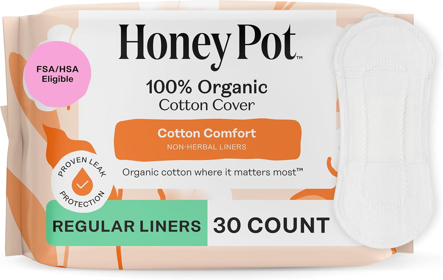 The Honey Pot Company - 120ct - Non-Herbal Everyday Panty Liners for Women - Organic Cotton Cover & Ultra-Absorbent Pulp Core - Sanitary Pads - Feminine Care