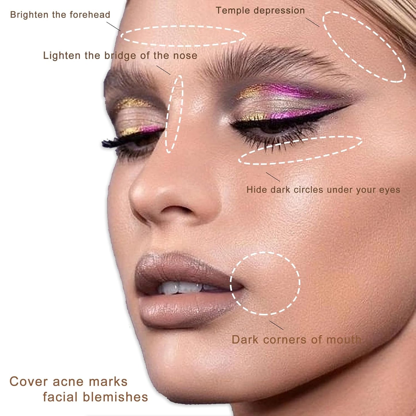 Cream Concealer Corrector Correcting Contour Makeup Set under Eye Concealer Cream Kit for Dark Circles and Blemish 12