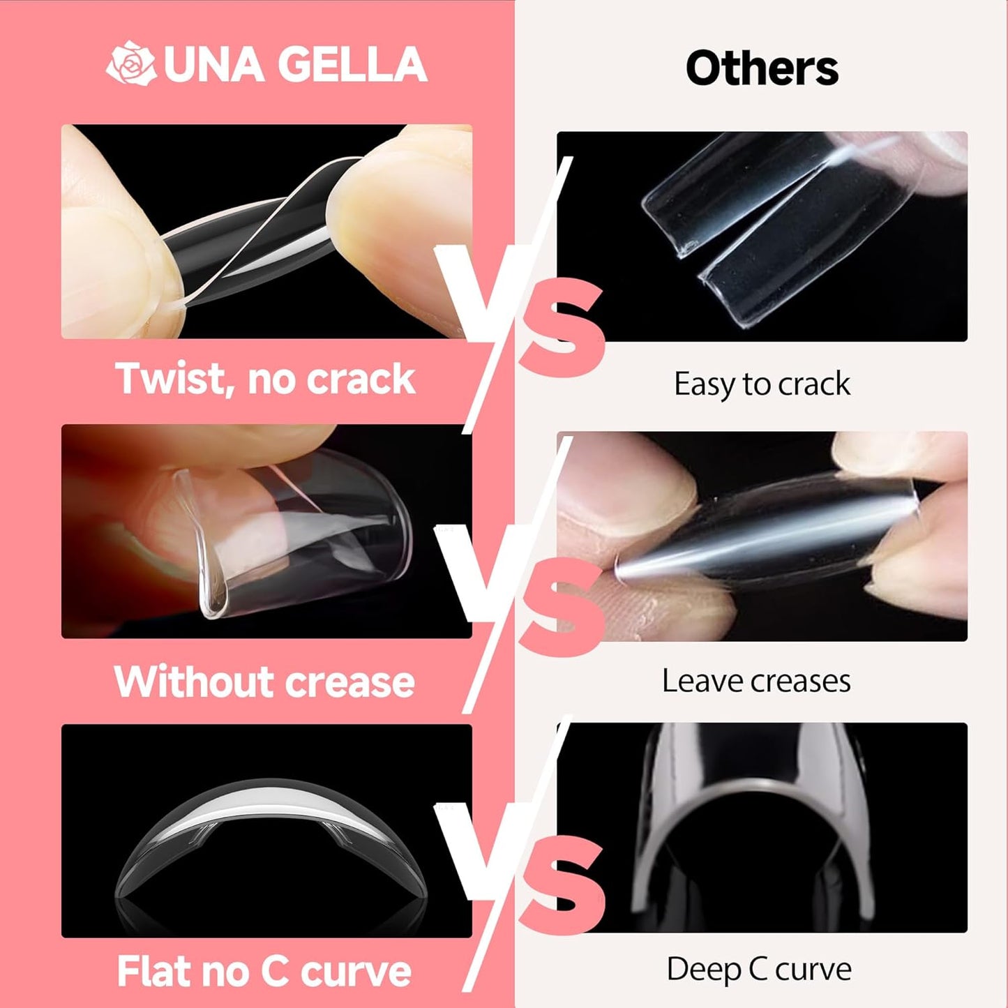 UNA GELLA Almond False Nails, 504pcs Soft Gel Tips, Clear, Medium, 12 Sizes, for Nail/Dip/Poly Extensions, Press On Nails