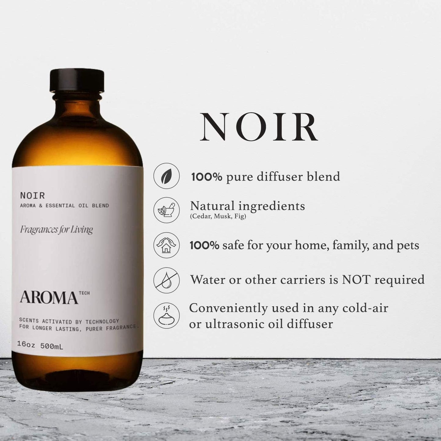 Aromatech Noir Aroma Essential Oil Blend: Hotel Inspired Aromatherapy with for Ultrasonic Diffusers & Nebulizers - 16.9 fl oz, 500 mL