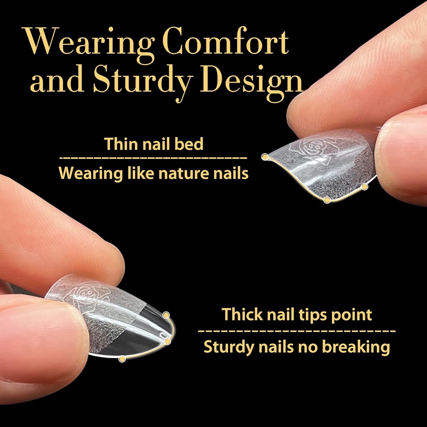 UNA GELLA 600Pcs Short Oval Almond Gel Nail Tips, Pre-file Round Almond Nail Tips 12 Sizes Soft Gel Clear Fake Nails Tips Full Cover for Nails Extension Home DIY Salon with Box