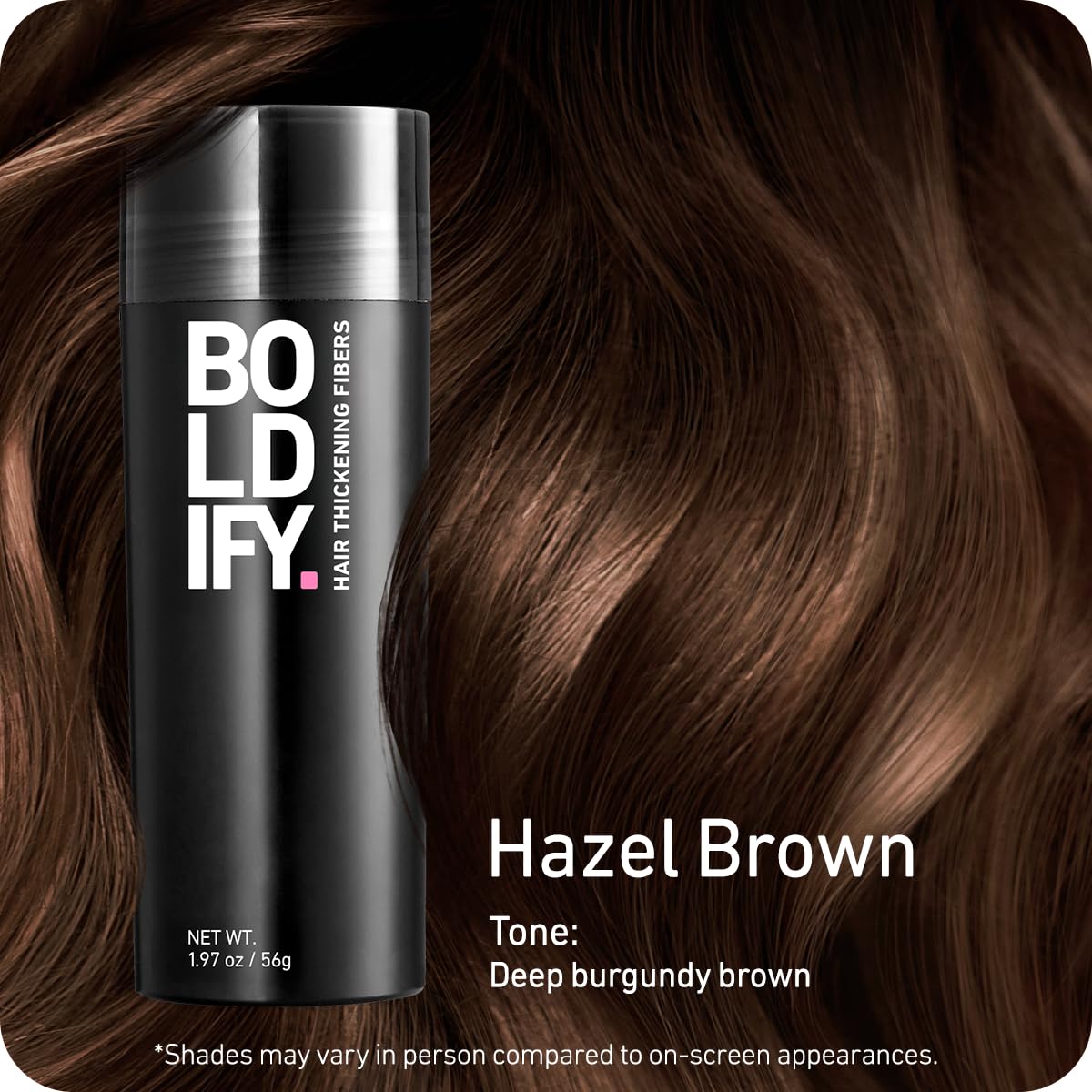 BOLDIFY Hair Fibers (56g) - Fill In Thinning and Fine Hair for an Instantly Fuller, Thicker Look - 14 Shades for Women & Men - Hazel Brown