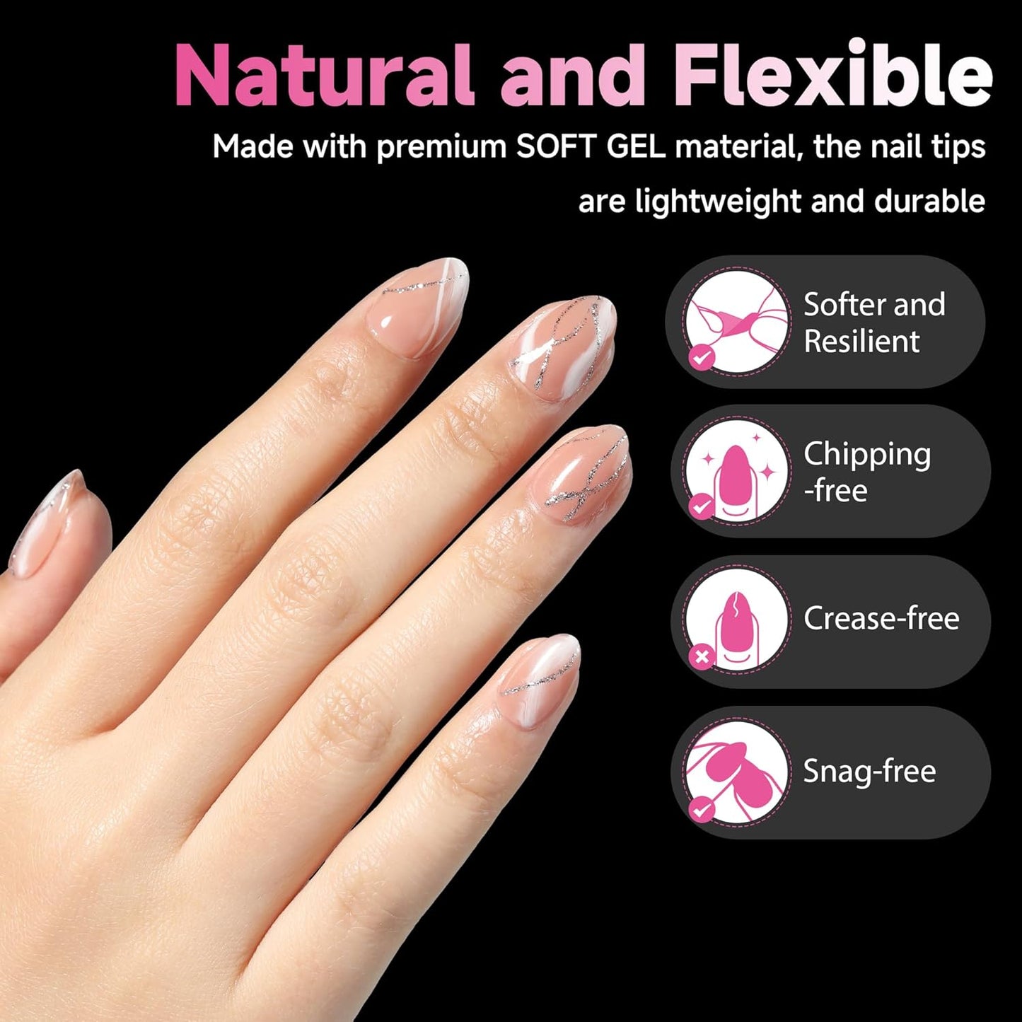 UNA GELLA Extra Short Almond Gel Nail Tips, 216 Pcs Pre-shape XS Almond Nail Tips Full Cover Press On Nails Half Matte Clear Fake Nails For Women Girl DIY Salon At Home 12 Sizes