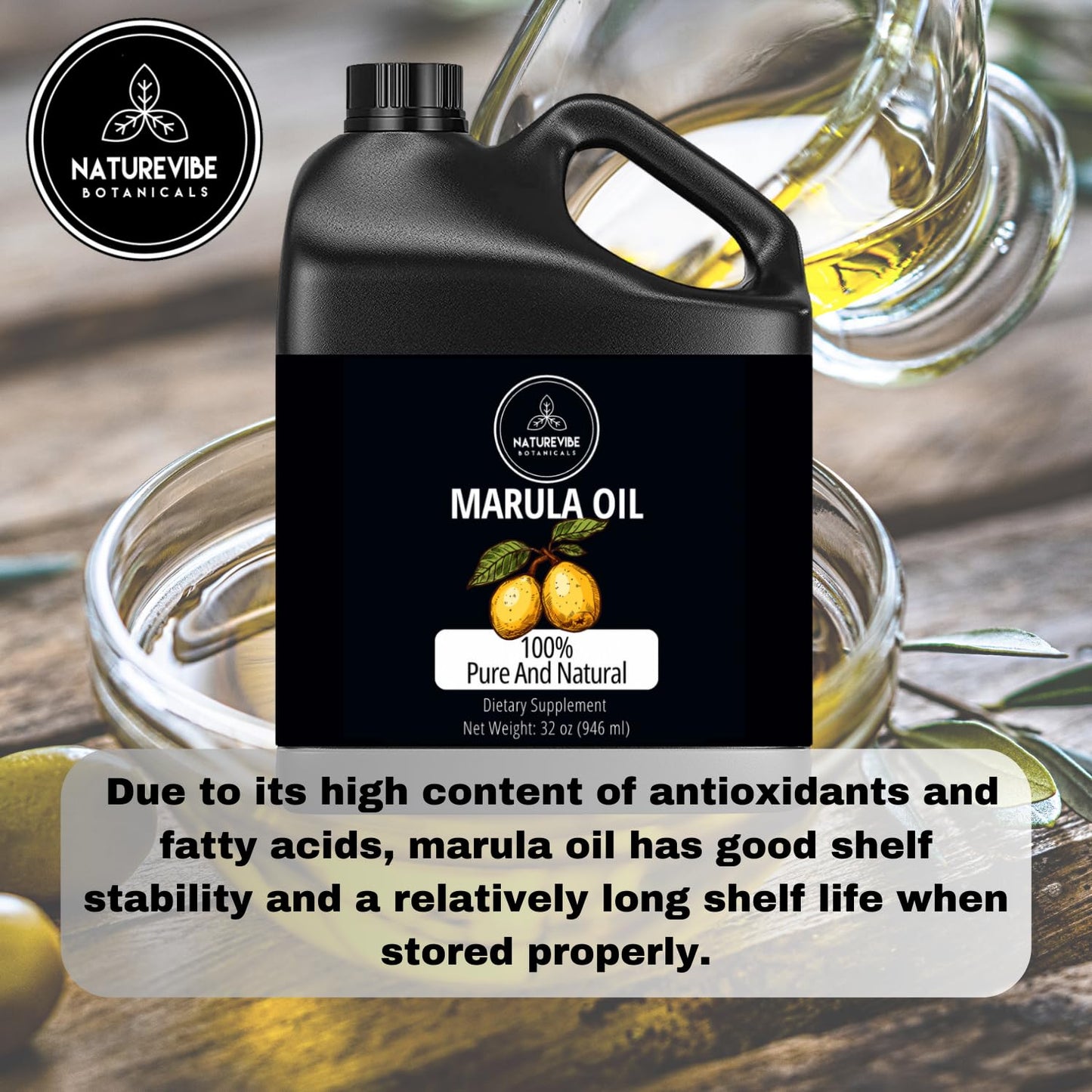 Naturevibe Botanicals Marula Oil 32 Ounces | 100% Pure and Natural | Great for Skin Care and Hair Care