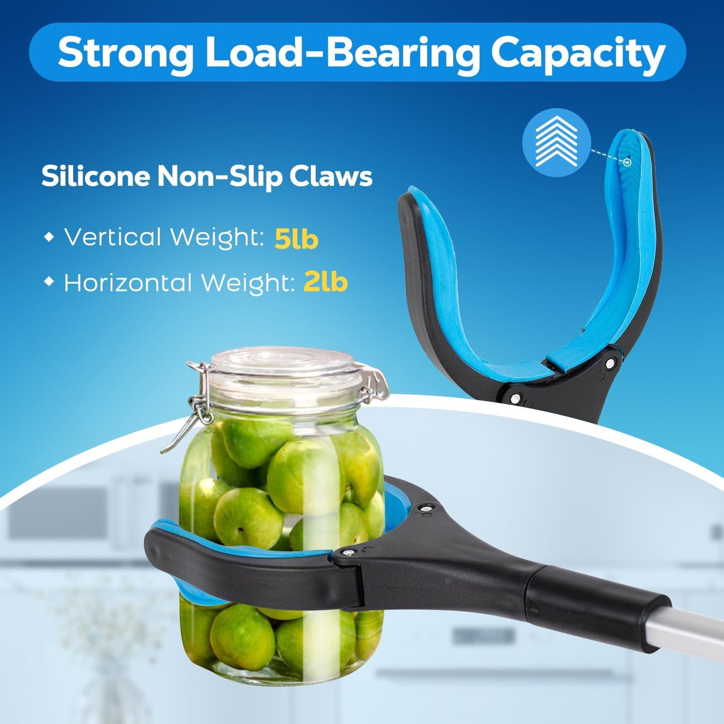 Grabber Reacher Tool - 43” Extra Long Foldable Gripper and Reaching Tool - Heavy Duty Pick Up Stick Grabbers for Seniors, Trash, Surgery Recovery Must Haves Gifts (Blue-43in)