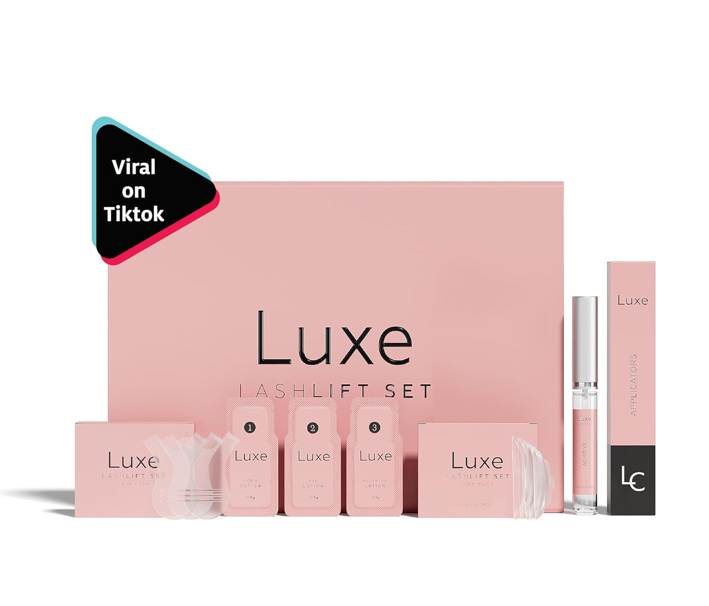 Luxe Lash Lift and Tint Kit – Professional Eyelash Lift and Tint Kit for At-Home Use – Keratin Lash Lamination, Lash Curling & Dye Kit – DIY Lash Perm and Tint Set – 3 Applications – Made in USA