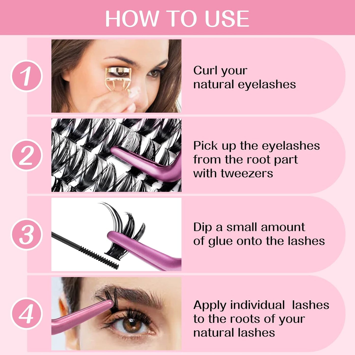 PRO LASHBEAUTY 280 Pcs Individual Lashes 50D-D-0.07-14 Cluster C D Curl Wispy Bottom DIY Lashes At Home