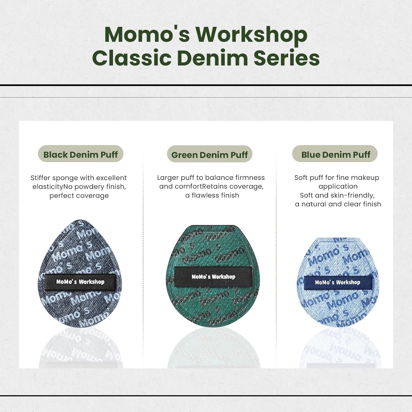 Momo's Workshop Makeup Sponge, Large Makeup Blending Puff for Liquid & Cream Foundation, Concealer Foundation Puff Quick Apply Cosmetics 1pcs Green