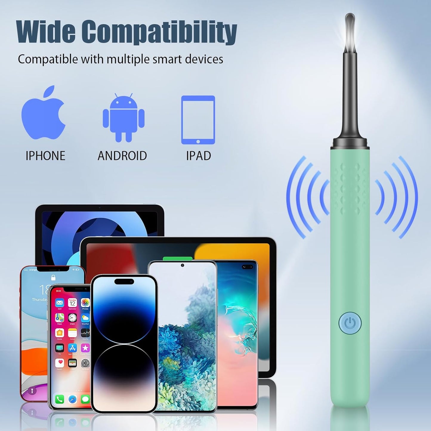 Ear Wax Removal Tool Camera - Ear Cleaner with 1080P HD Camera, Otoscope with Light, Earwax Removal Kit for iPhone, iPad, Android Phones (Green)