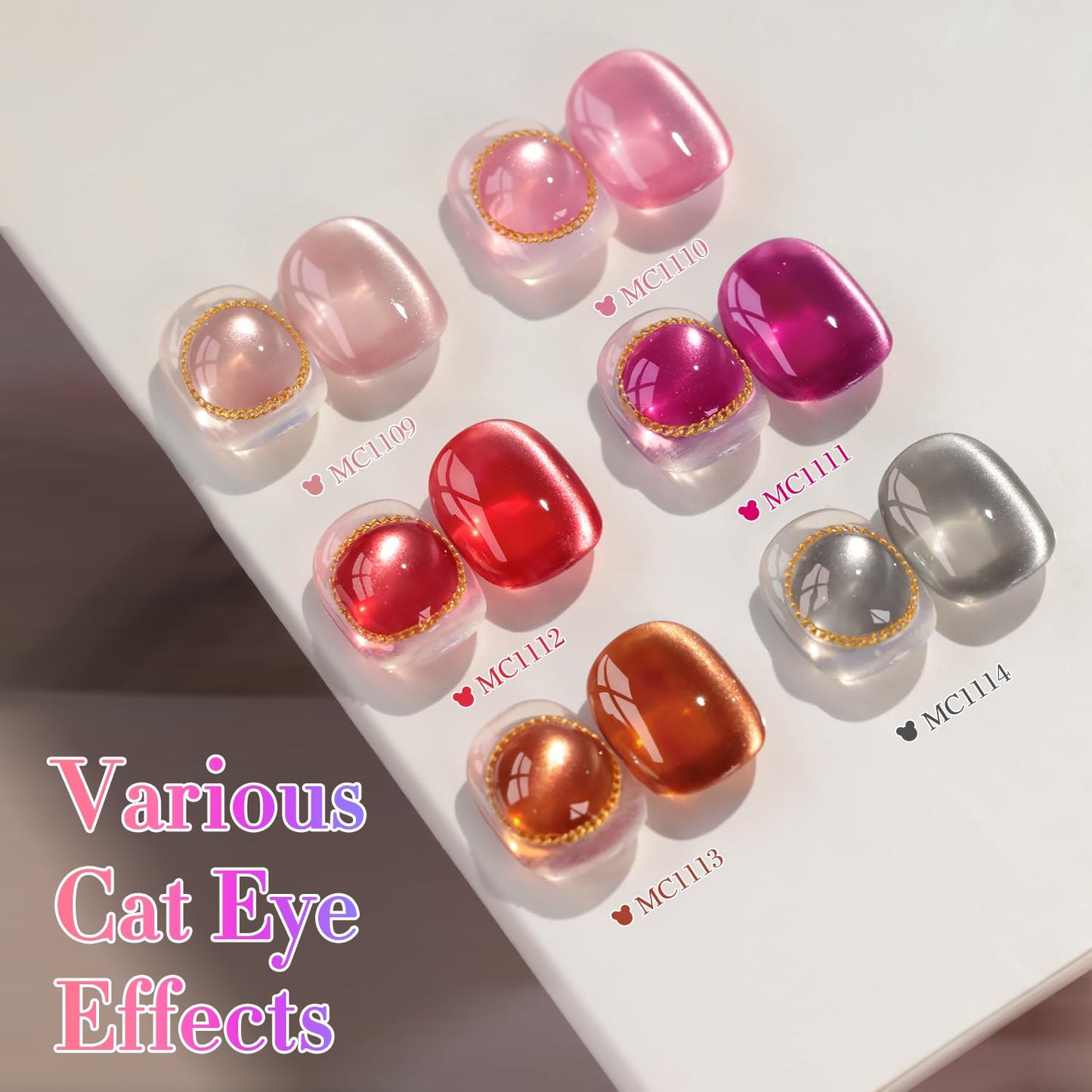 Double Rhythm Cat Eye Gel Nail Polish Set of 6 Same Color Same Bottle 0.5 Oz Shimmer Glitter with Magnet Holographic Reflective Magnetic UV Nail Polish Kit at Home (Glass Brown Red Nude-T6-43)