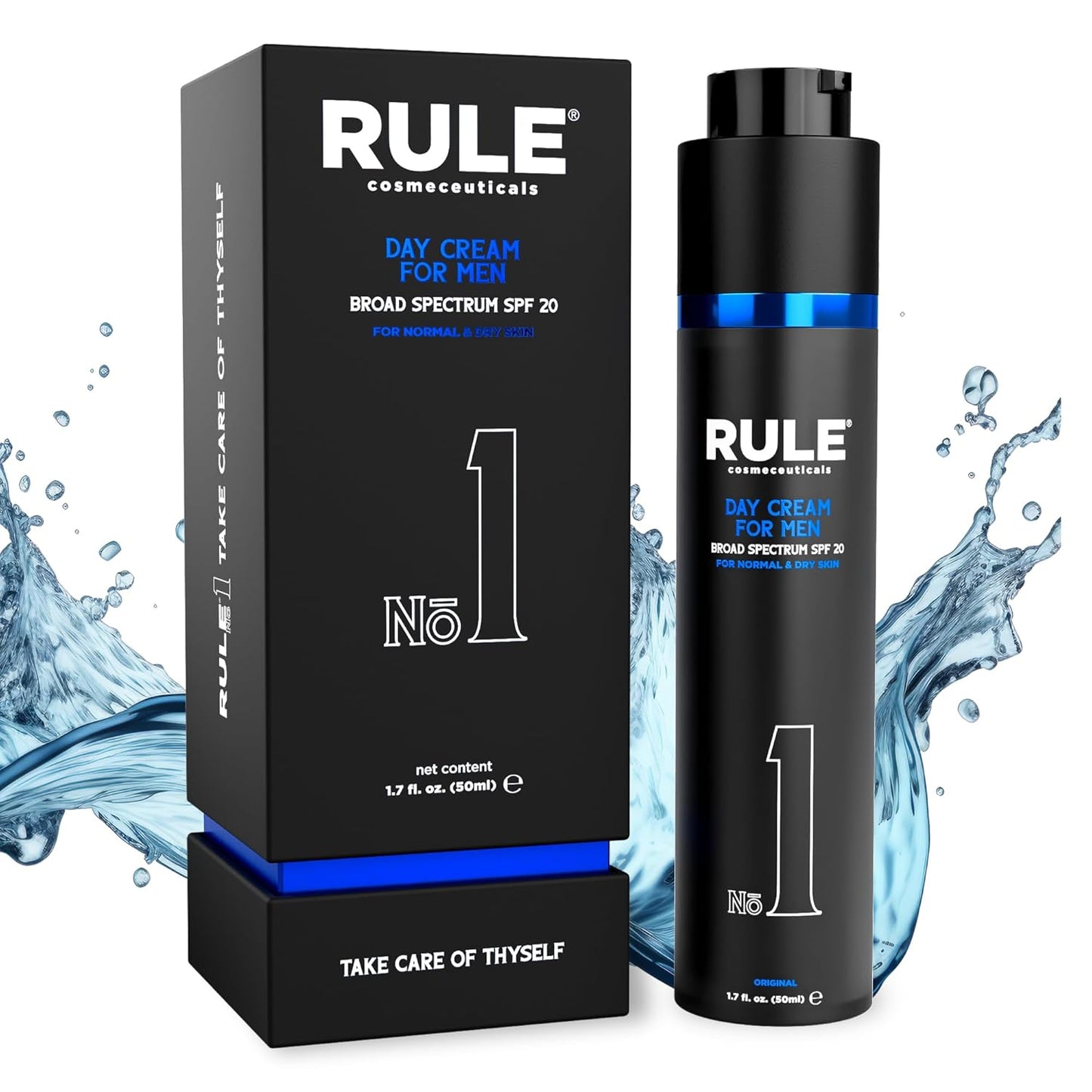 No.1 Day Cream for Men, 10-in-1 Anti-Aging Face Moisturizer to Reduce Wrinkles & Dryness, SPF 20, Collagen, Vitamins B, C & E - Normal & Dry Skin - Original, 50 mL