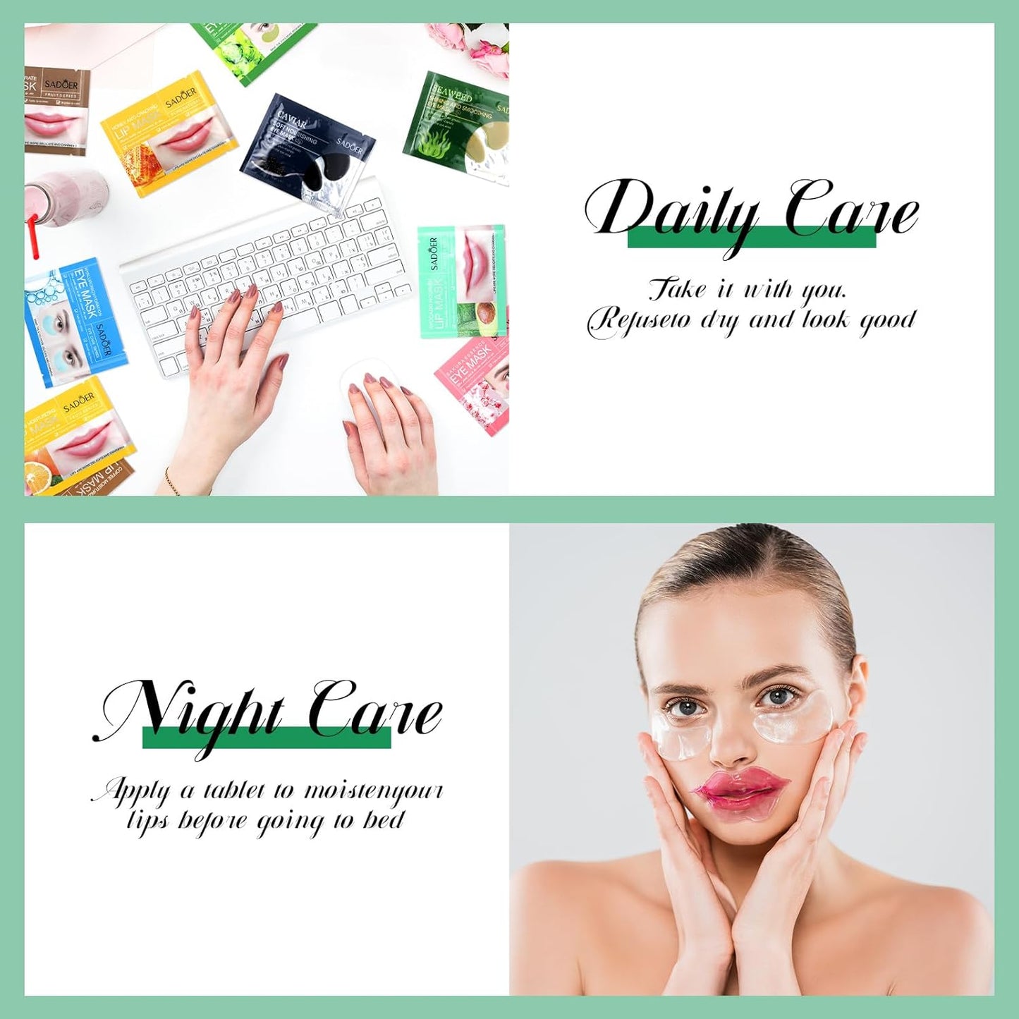 60 Pcs Moisturizing Lip Mask Eye Pads Lip Eyes Care Pads Mask Multi Pack Lip and Under Eye Patches for Puffy Eyes Spa Moisturizing Skincare Eye Lip Treatment (Lip and Eye)